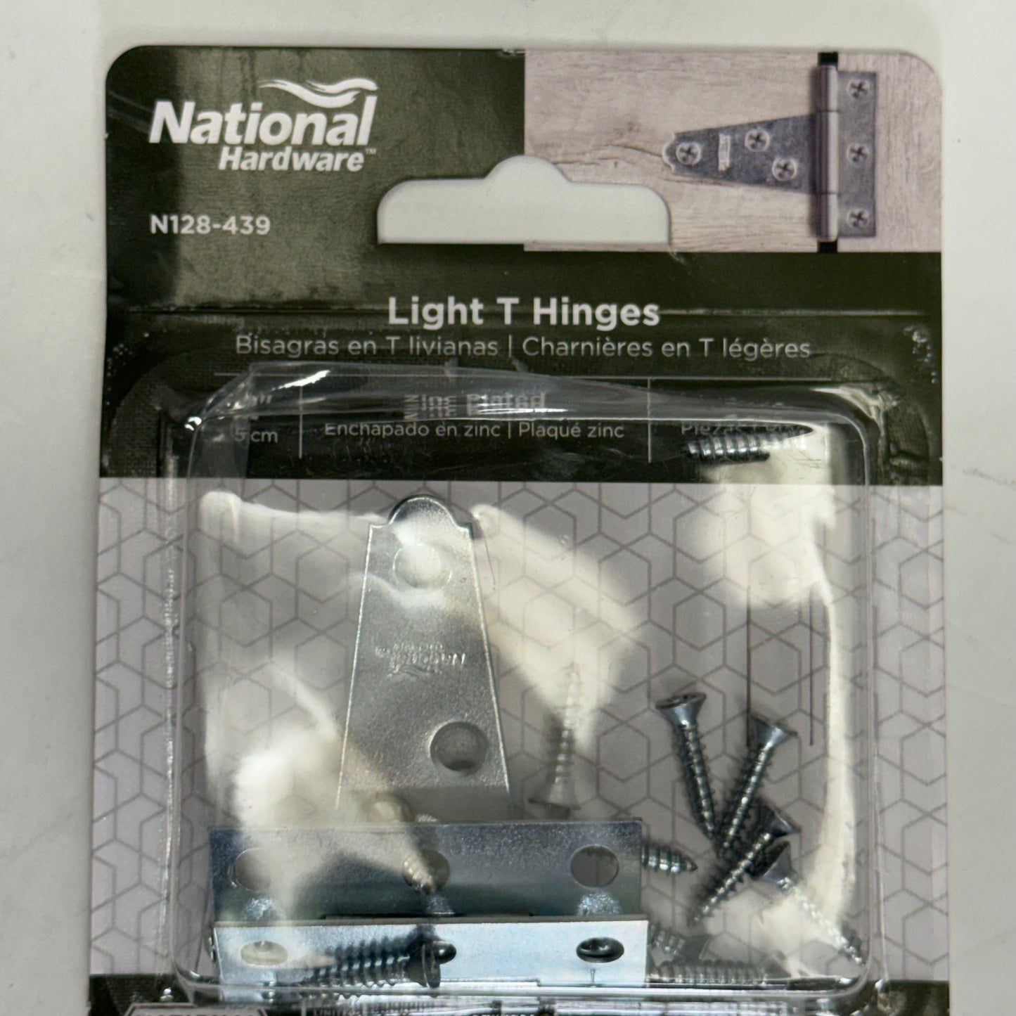 NATIONAL HARDWARE (2 Pcs) Light T Hinges Sz 2", Grey N128-439