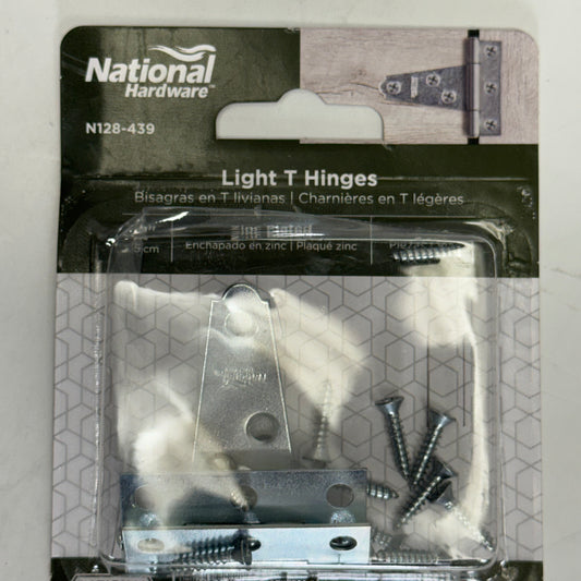 NATIONAL HARDWARE (2 Pcs) Light T Hinges Sz 2", Grey N128-439