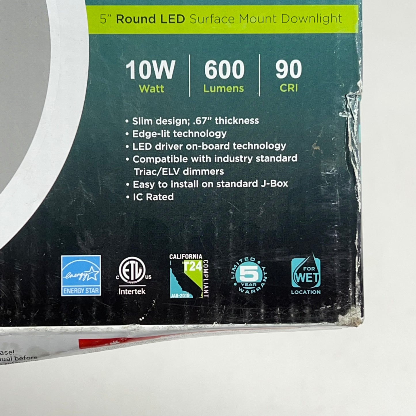 ZA@ PORTER LIGHTING  Round Led Surface Mount Downlight 5' Dia PT-DLSM-R-51-10W-3CCT