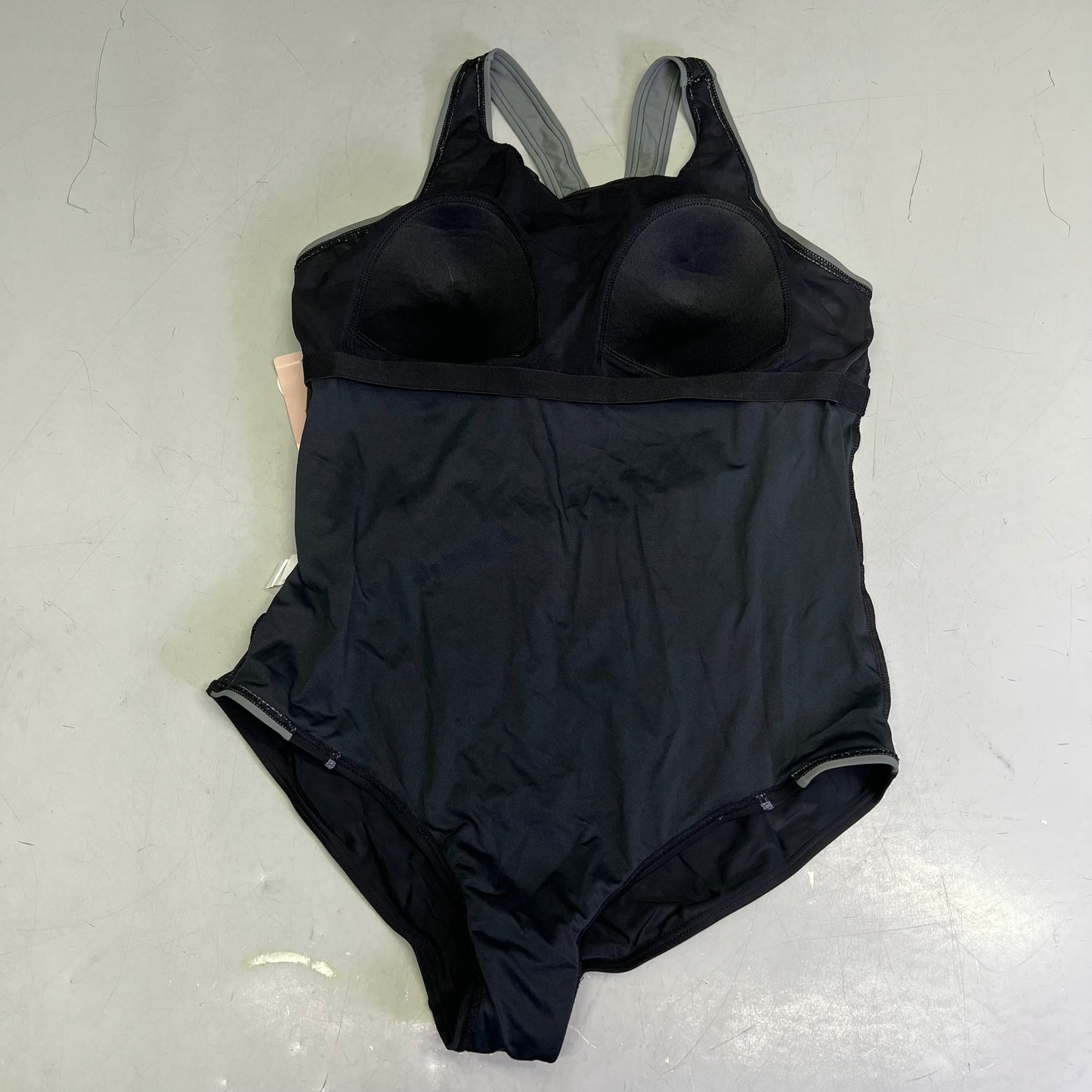 ATTRACO Slimming One Piece Athletic Racerback Swimsuit Women's Sz XL Black/Grey