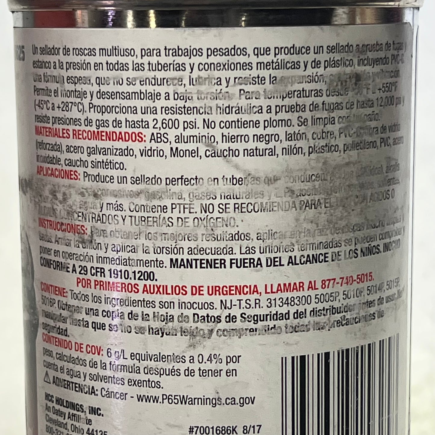 HERCULES REAL-TUFF PTFE Paste Thread Sealant Leak-Proof Joints 16 Oz White 15625