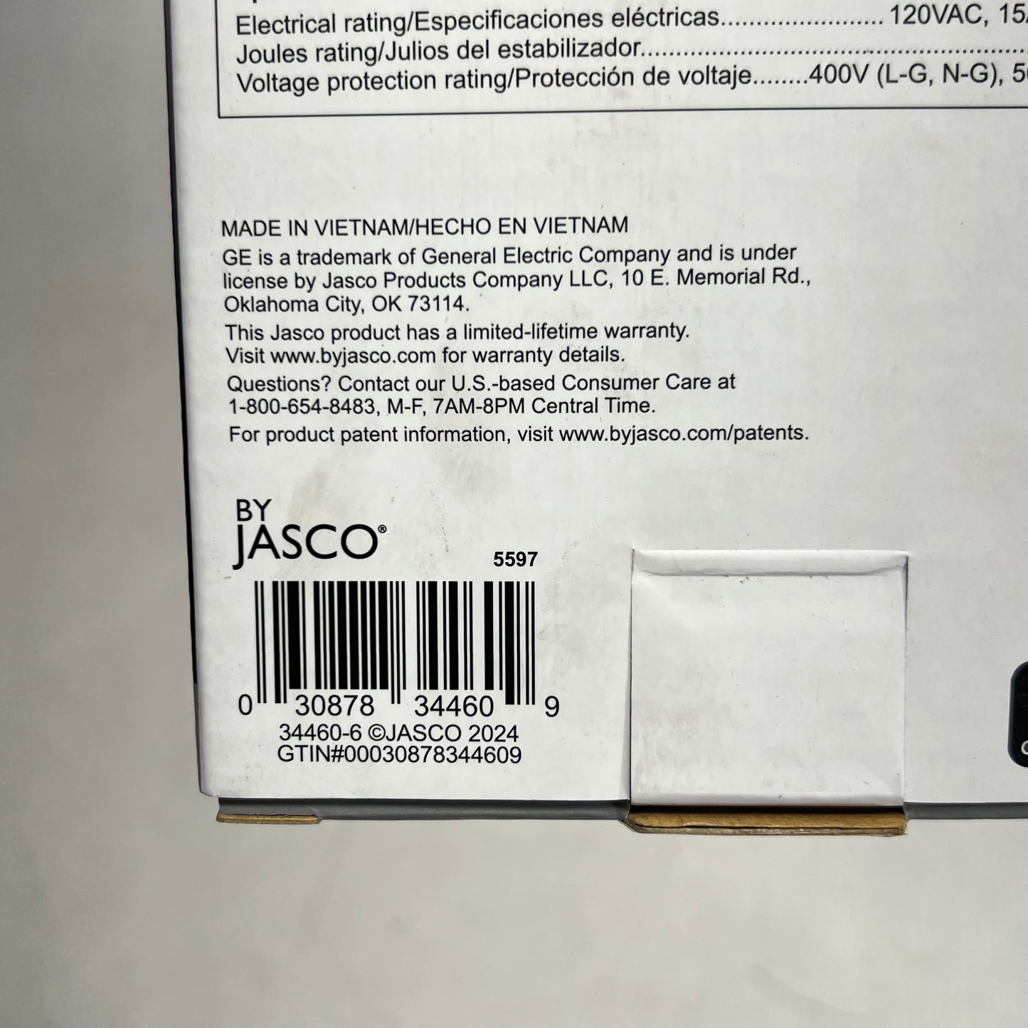 GENERAL ELECTRIC Jasco Ultra Pro Surge Protector 7 Outlet 4' Cord Black 5597