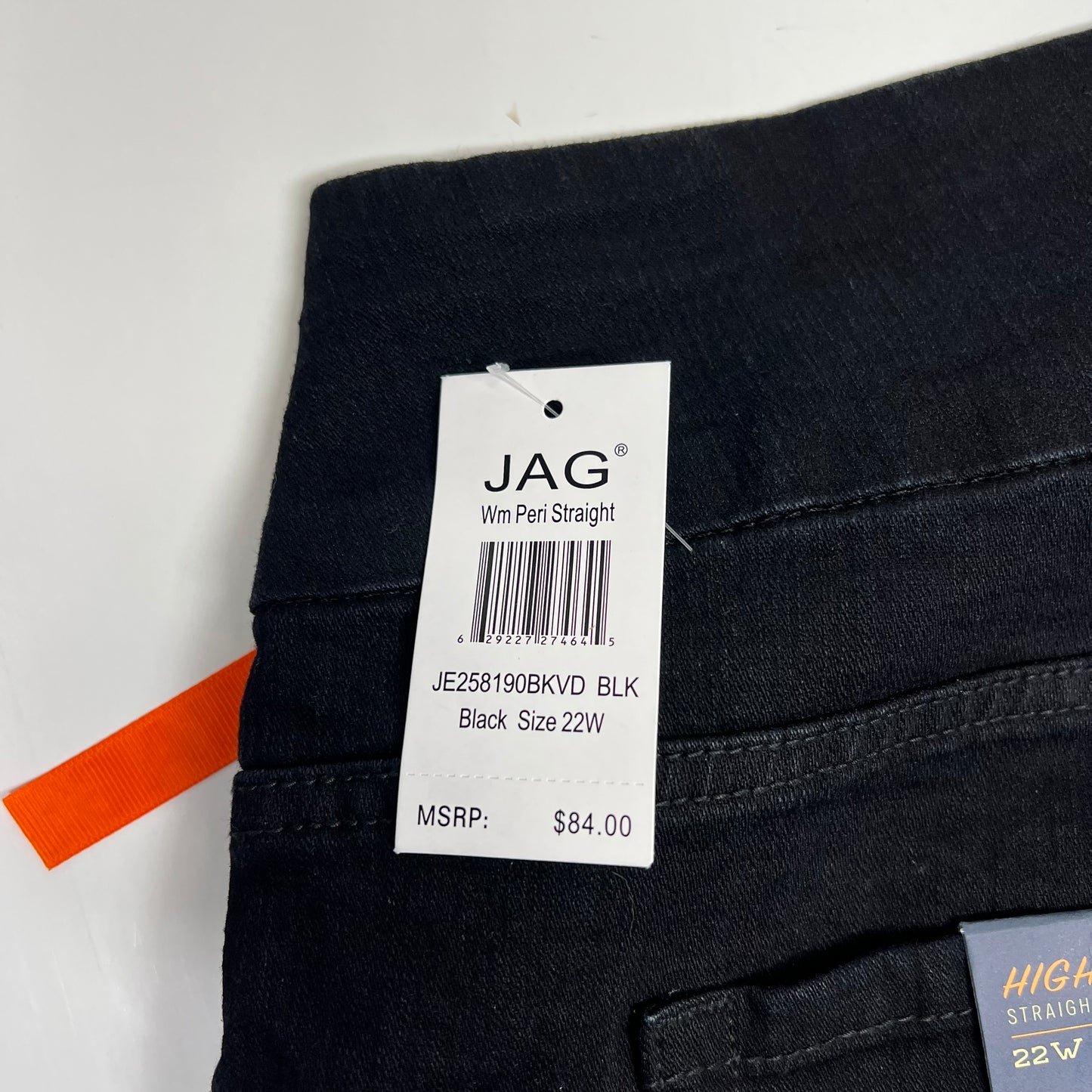 JAG Peri Straight Leg Elastic Waist Jeans Women's Sz 22W Black JE258190BKVD