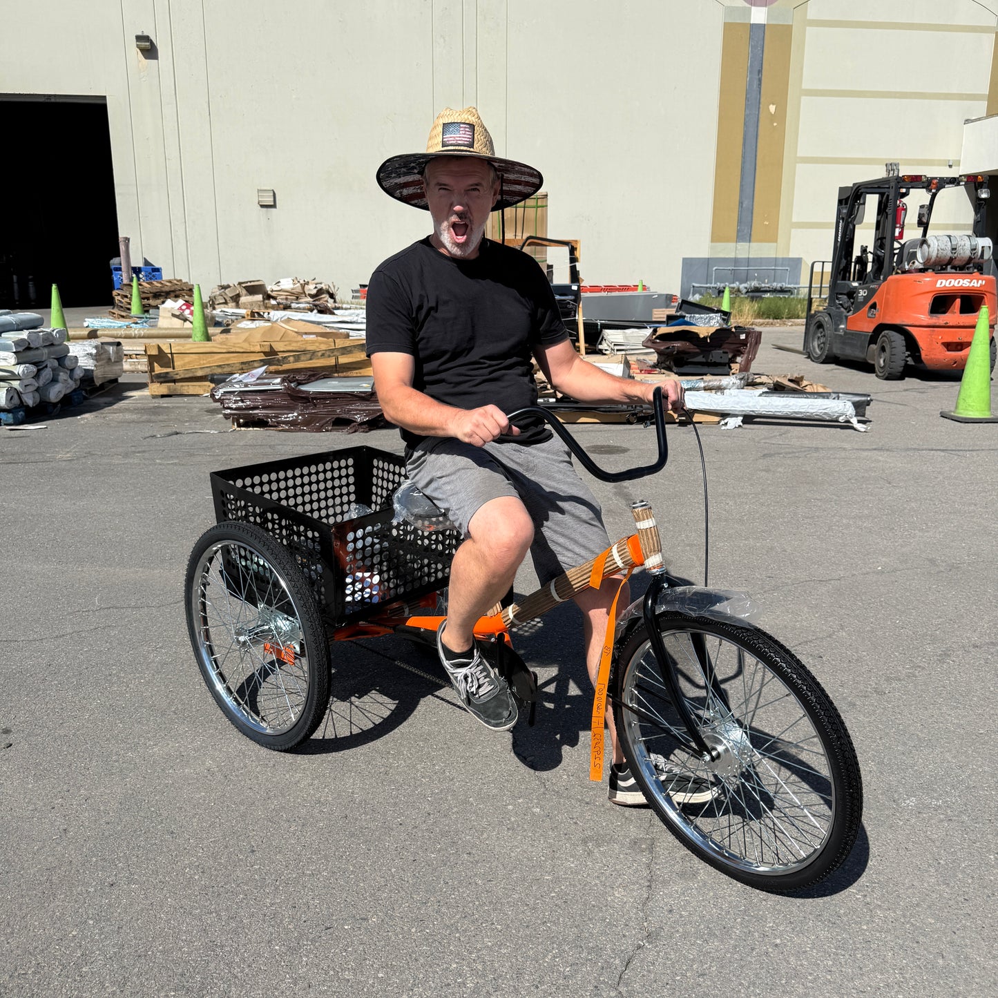 WORKSMAN M2020-CB Mover Industrial Cargo Tricycle 20” Orange w/ M13970 Basket
