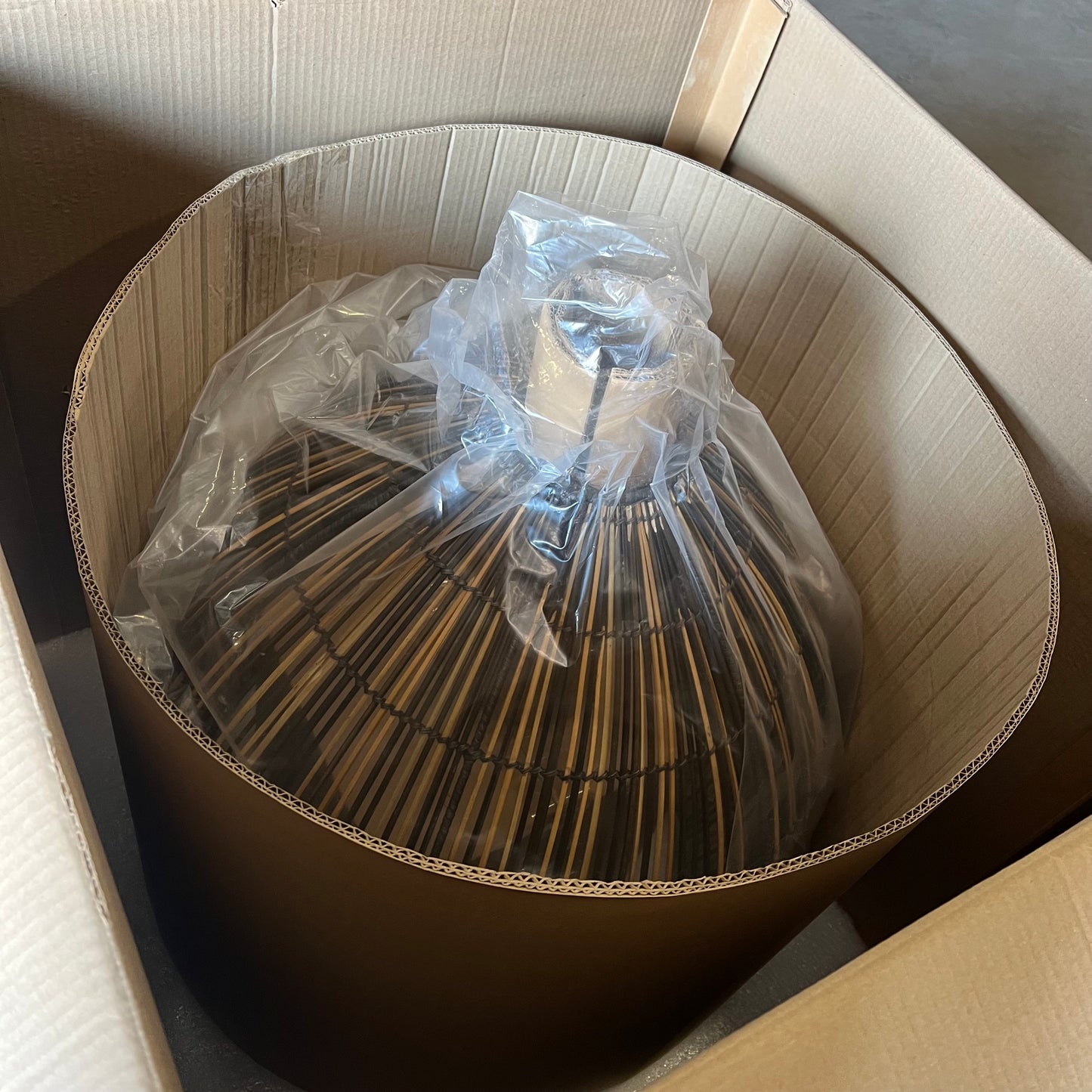 TROY LIGHTING Holden Weave Faux Reed Outdoor Chandelier 25"w X 41"h Brown F753