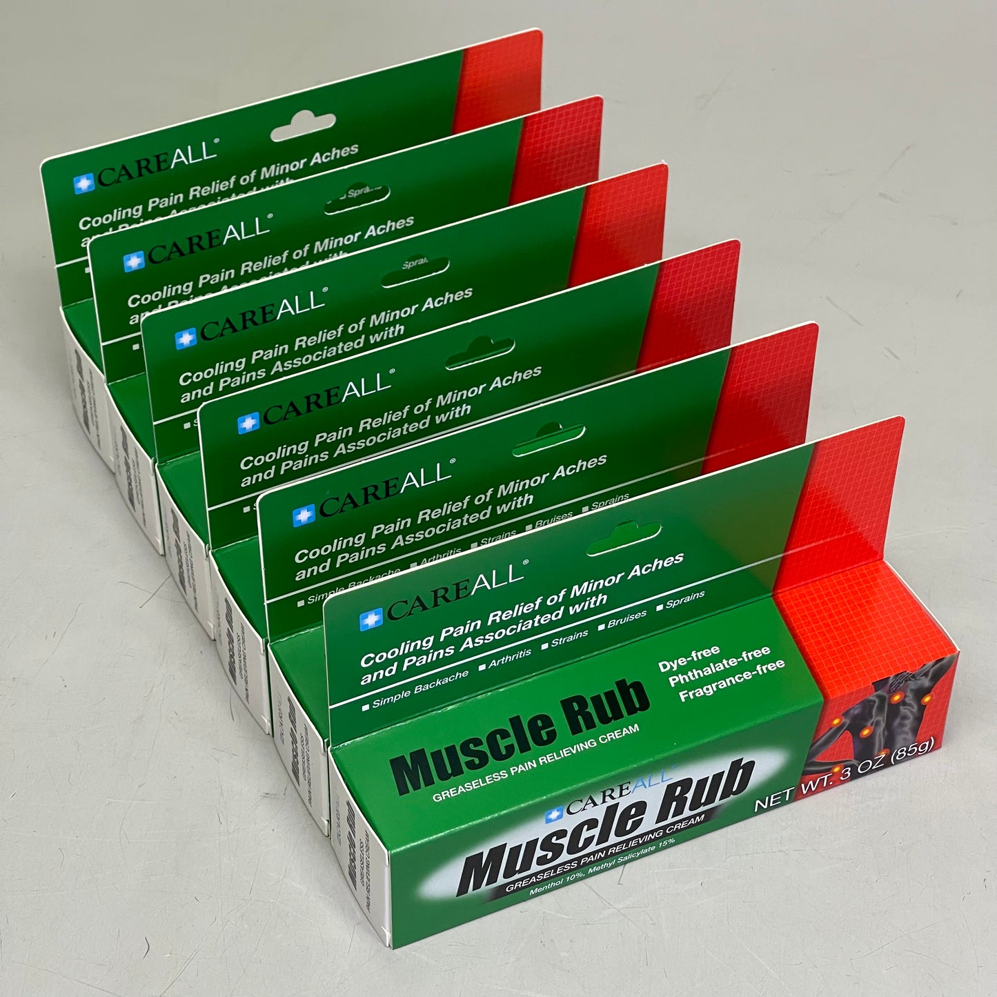 CAREALL (6 PACK) Muscle Rub Greaseless Pain Relieving Cream 3 oz per tube MUS3 BB 02/28