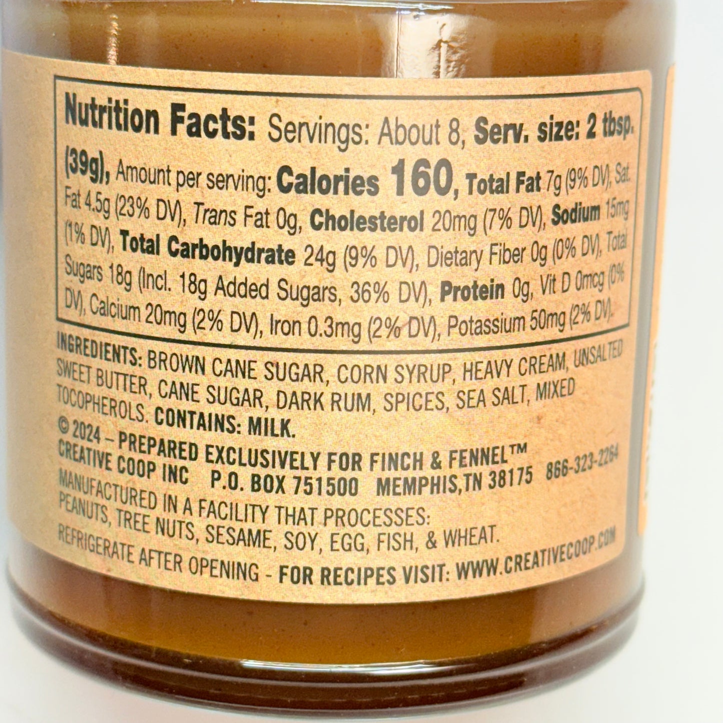 FINCH + FENNEL Hot Butter Rum Caramel Sauce 10 oz BB 10/26 - New