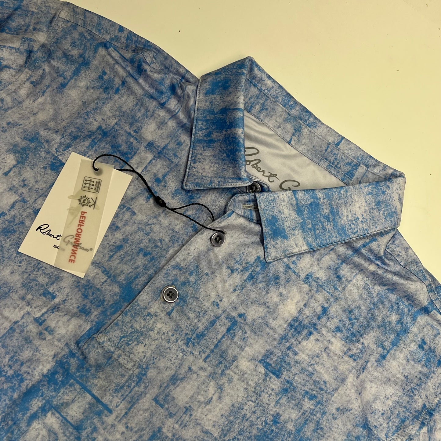ROBERY GRAHAM Waters Short Sleeve Polo Shirt Men's Sz S Light Blue OS6706-450