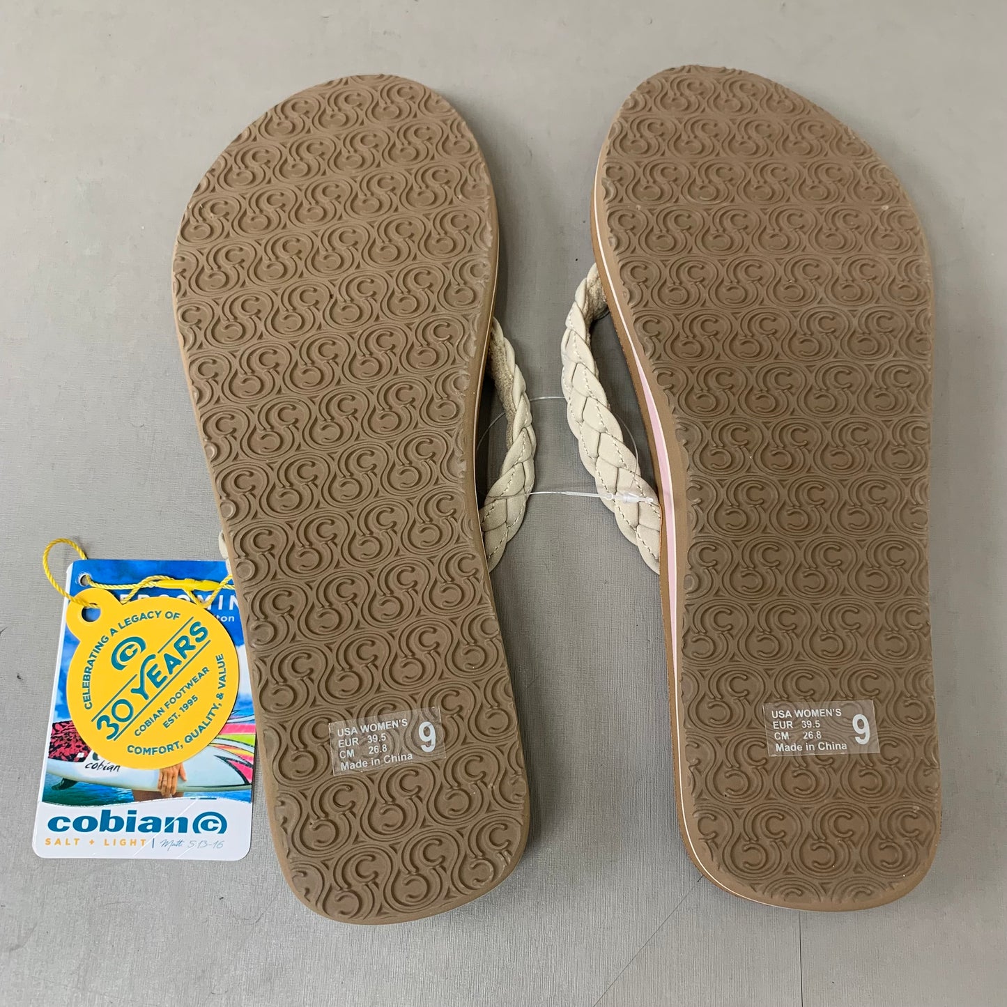 COBIAN Braided Pacifica Sandals Women's SZ 9, EU 39.5 Cream BBP23-110-9