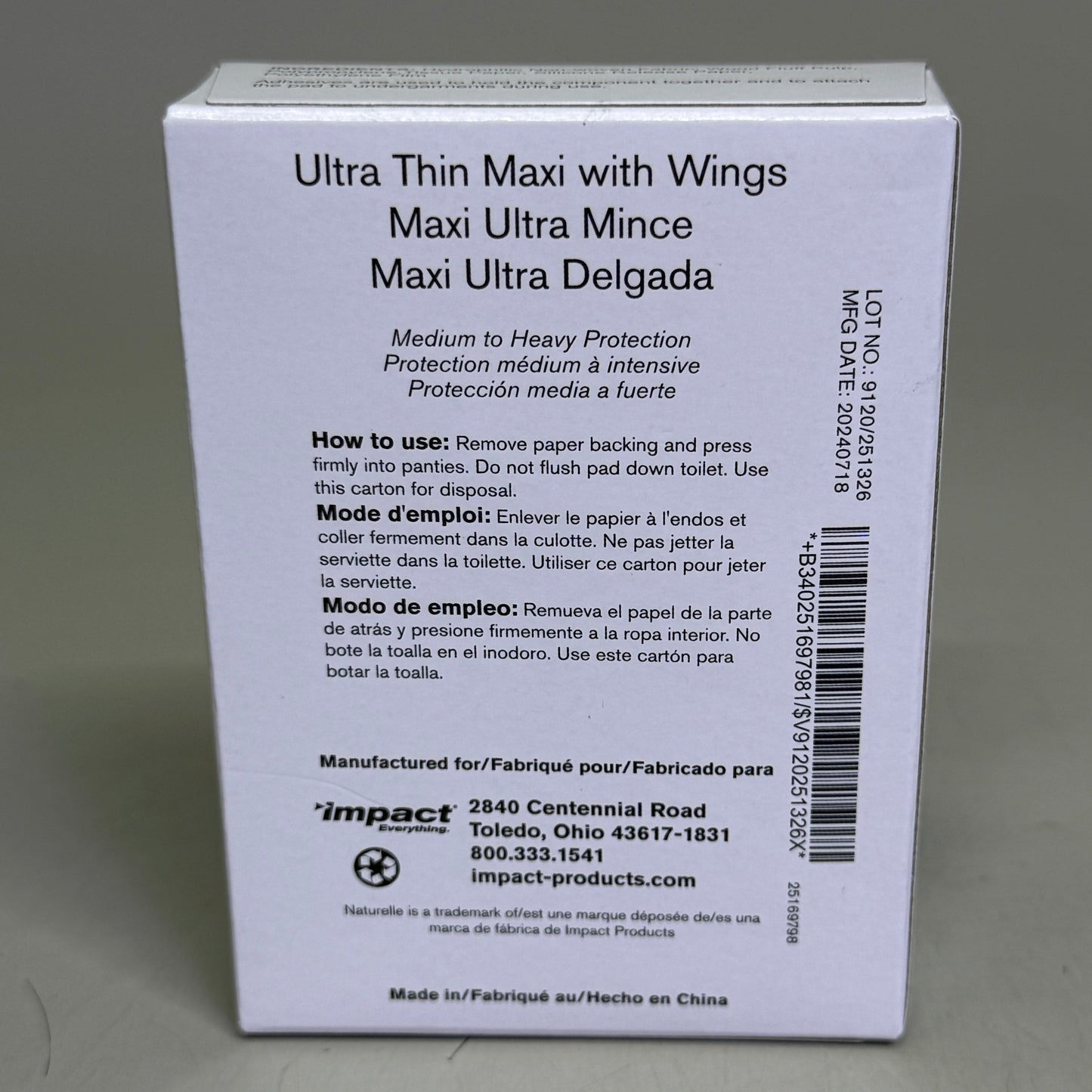 NATURELLE (200 PACK) Ultra Thin Maxi Pads for Vending Machine 25169798