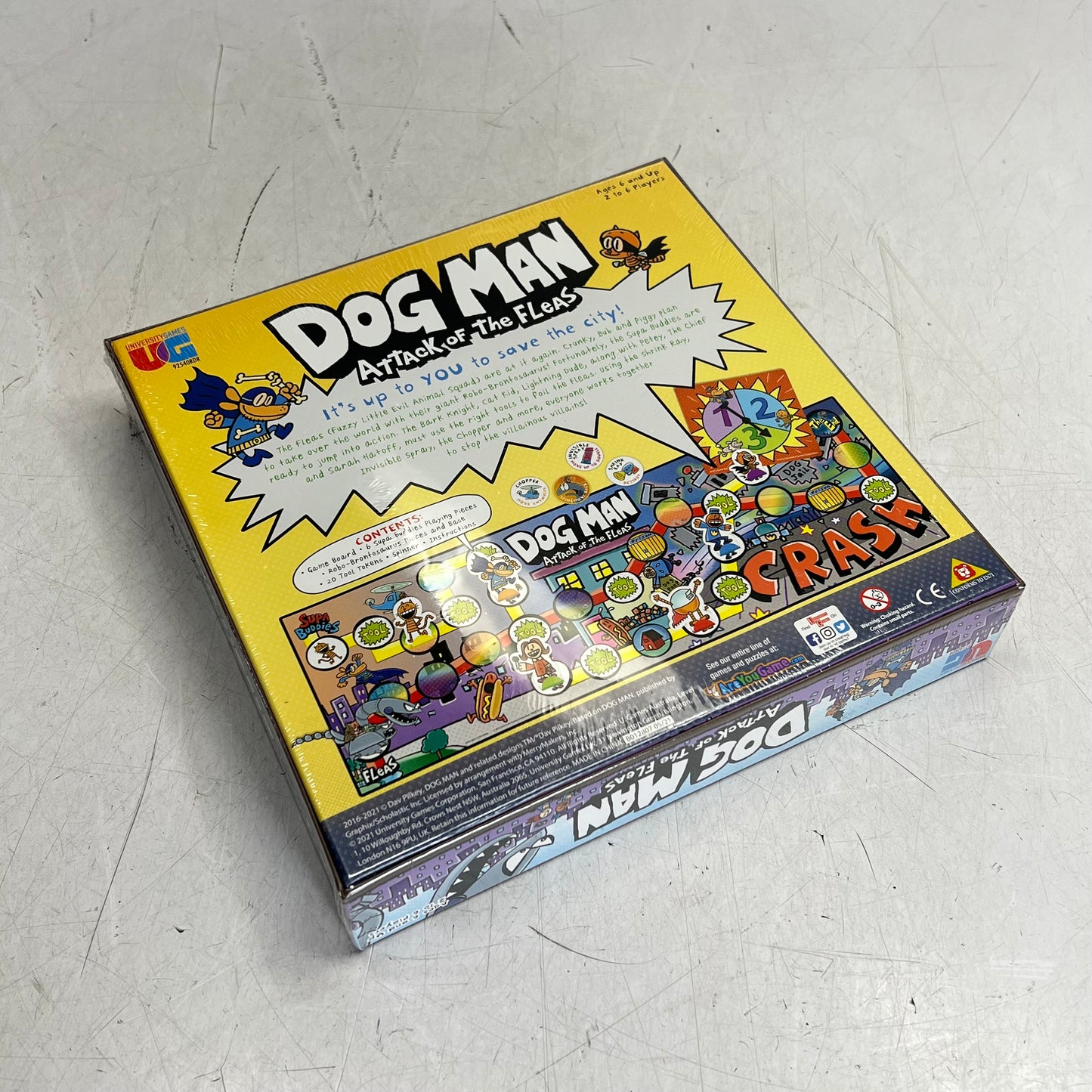 ZA@ UNIVERSITY GAMES Dog Man: Attack of the Fleas Board Game Ages 6 & UP 2-6 Players