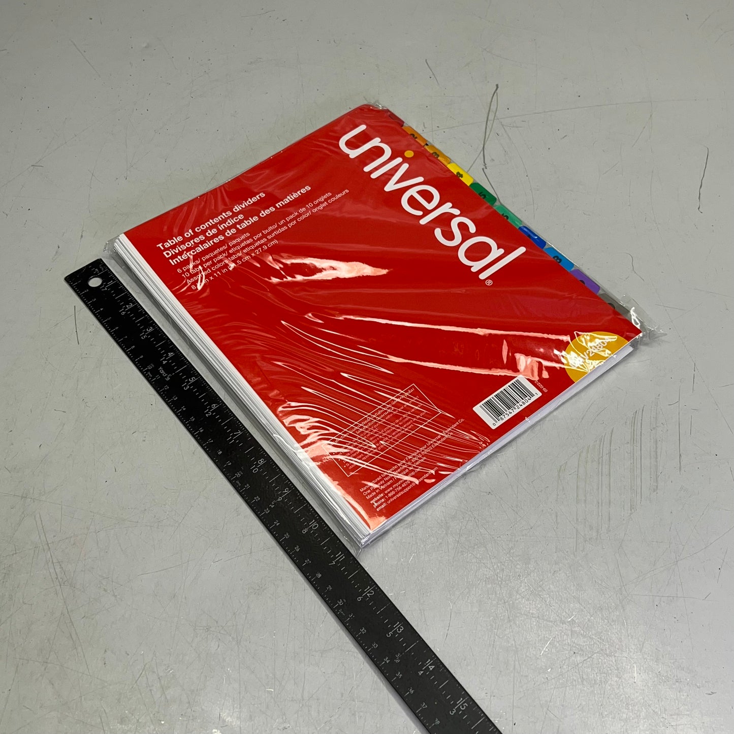 ZA@ UNIVERSAL  (1 PACKET, 6 SETS EACH) Deluxe Table Of Contents Dividers For Printers Multicolor/White