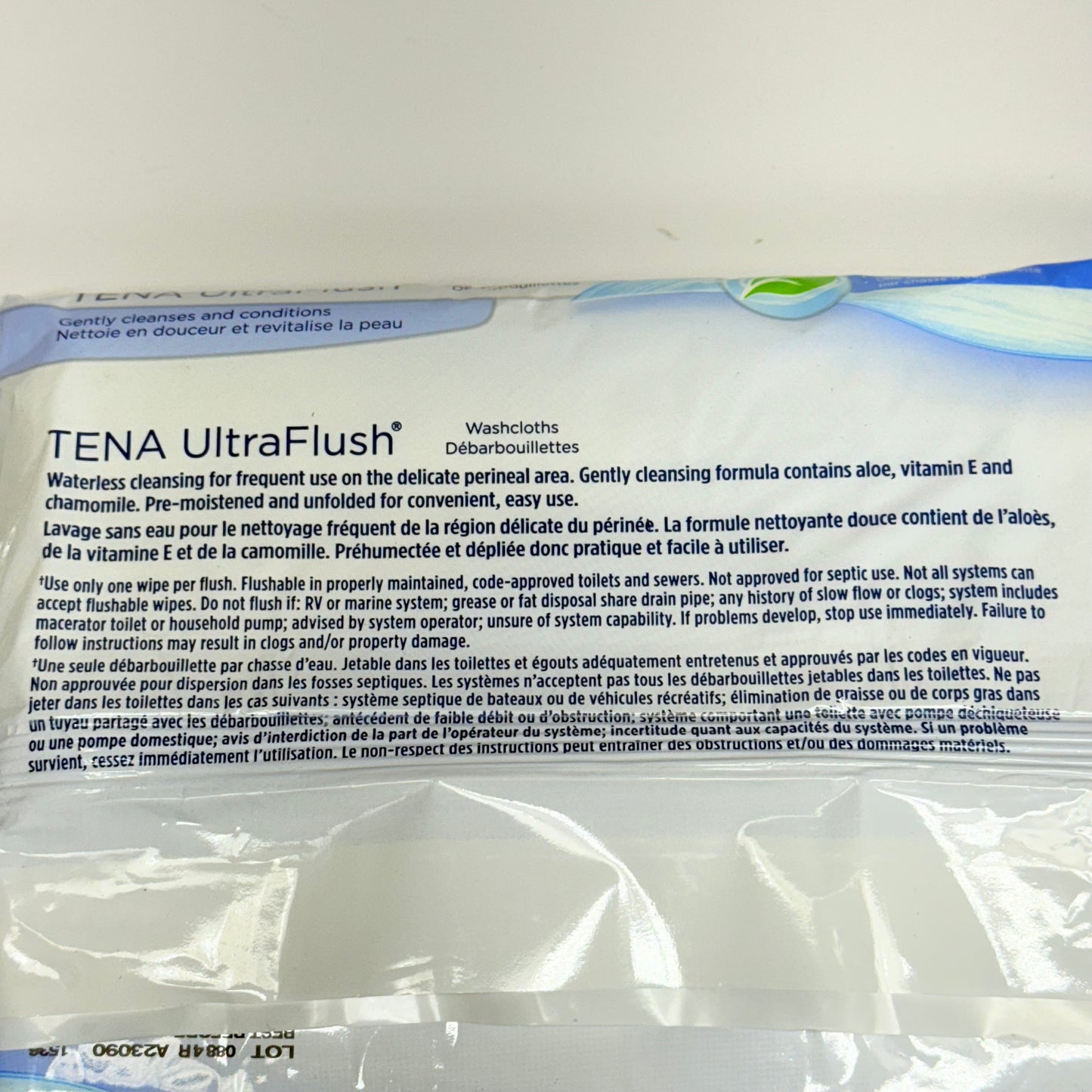 TENA (12 PACK) Ultra Flush Washcloths Gently Cleanses Pack 48ct (7.5 X12.5 in) BB 09/26
