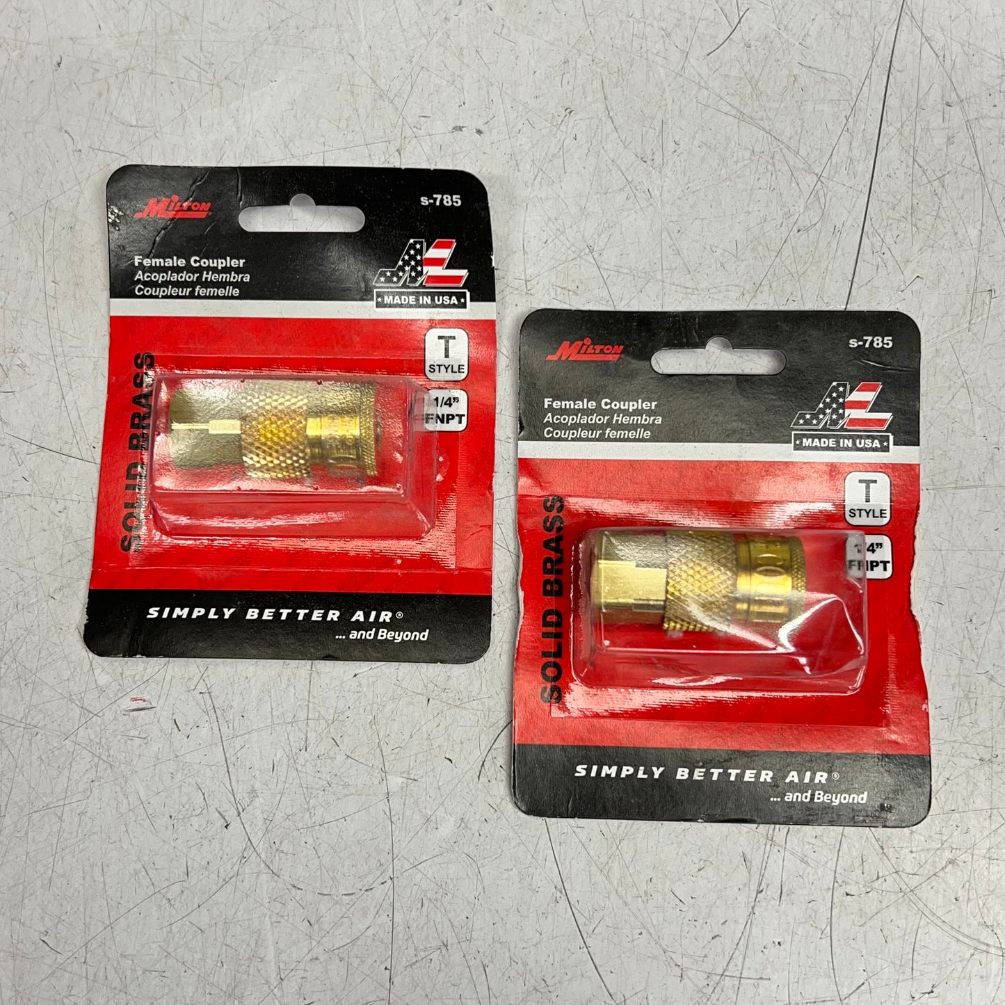 ZA@ LISLE (2 PACK) T-Style Air Compressor Quick Connect Fitting Coupler  1/4" Fnpt Female  Solid Brass S-785