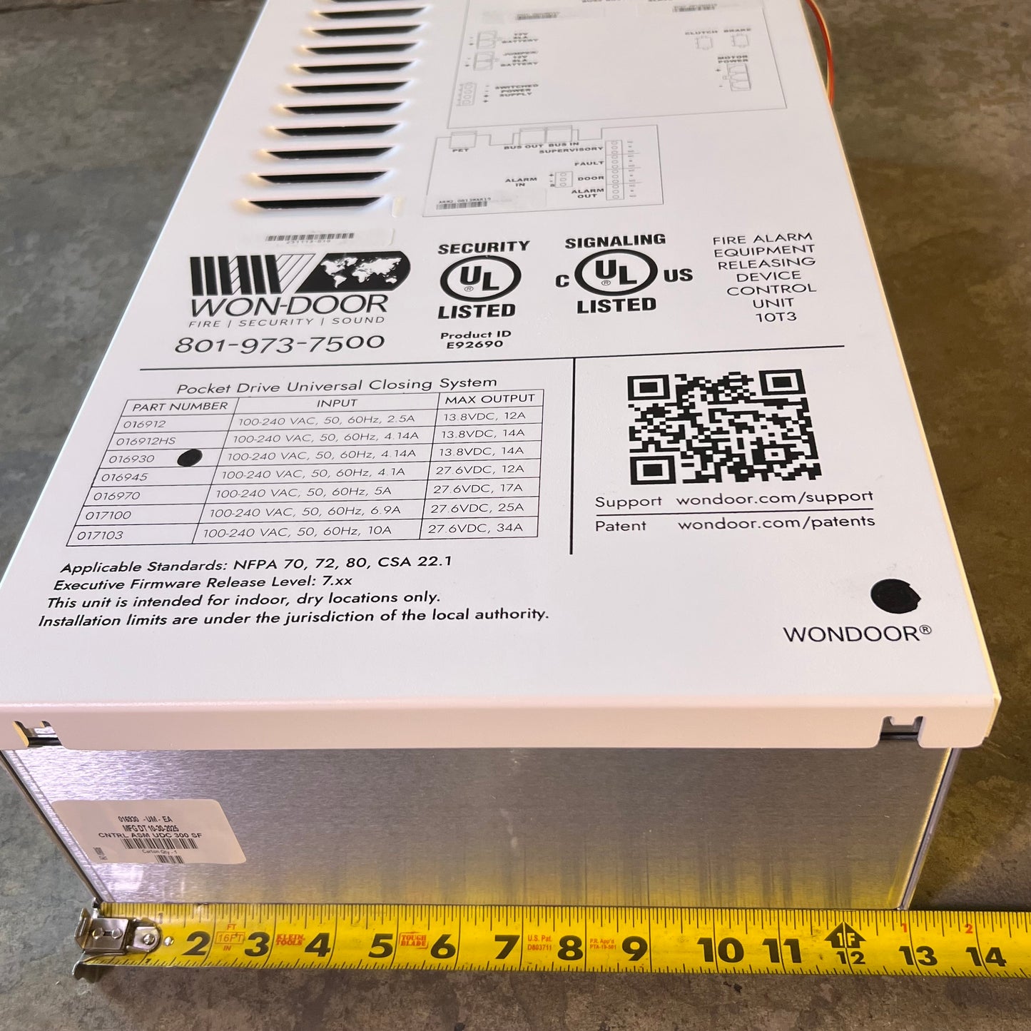 WON-DOOR Fire Equipment Releasing Device Control Unit 10T3 300SF 13"W x 6"T x 24.5"H, 016930