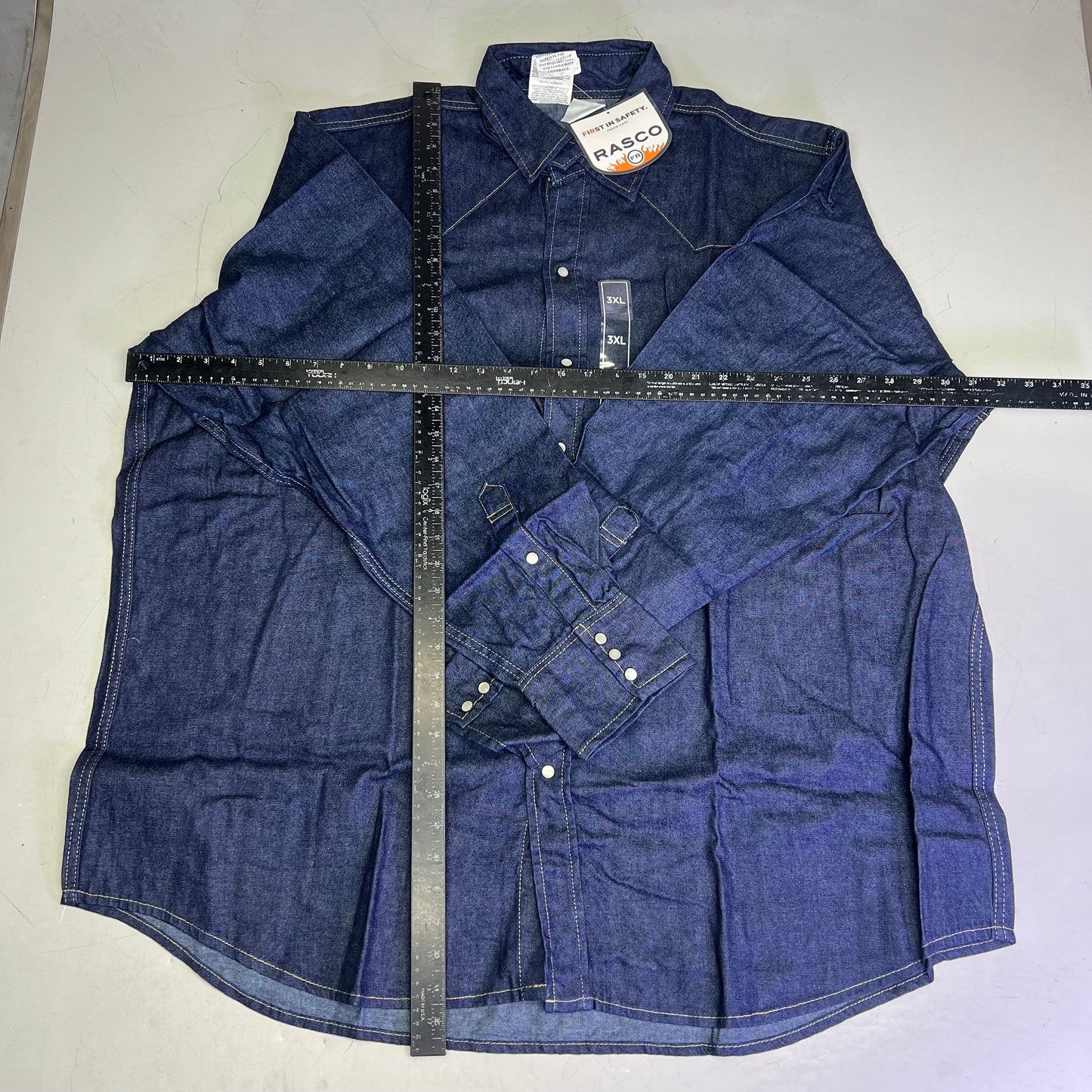 RASCO Flame Resistant Denim Lightweight Work Short Men's Sz 3XL Navy Blue FR1021DN