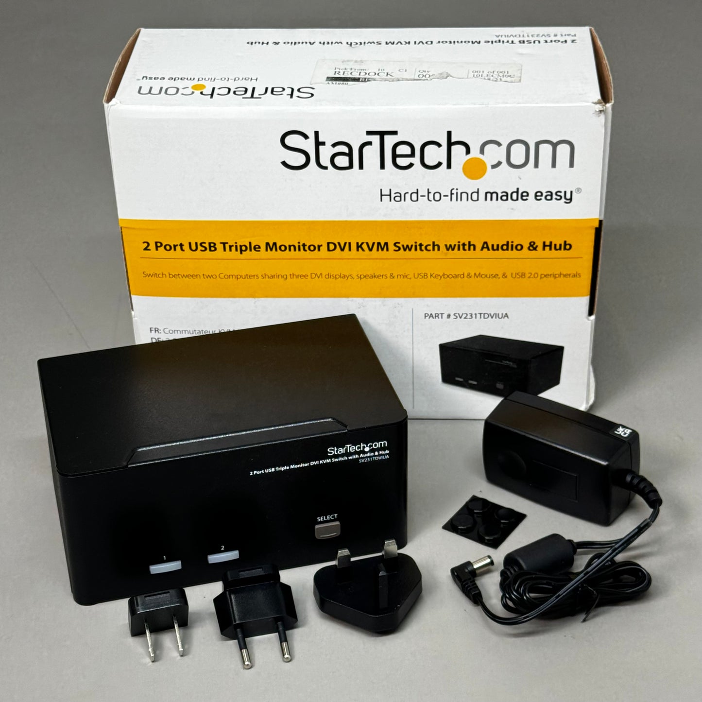 STARTECH.COM 2 Port Triple Monitor DVI USB KVM Switch Audio Black SV231TDVIUA