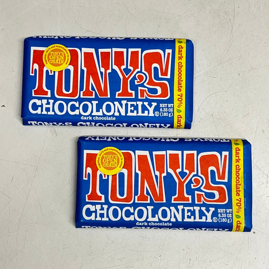 ZA@ TONY'S (2 PACK) Chocolonely 70% Dark Chocolate Bar 6.35oz BB 08/27