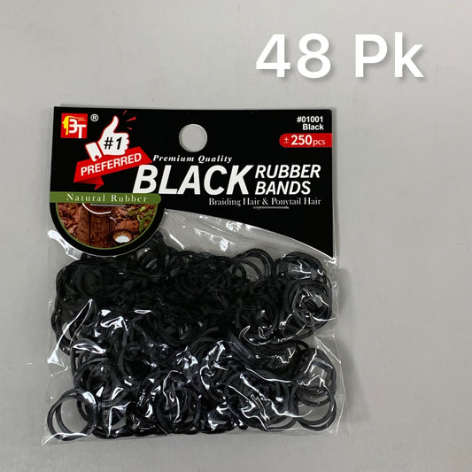 BT (48 PACK, 12,000 TOTAL BANDS) Hair Rubber Bands Effortless Hairstyling Black