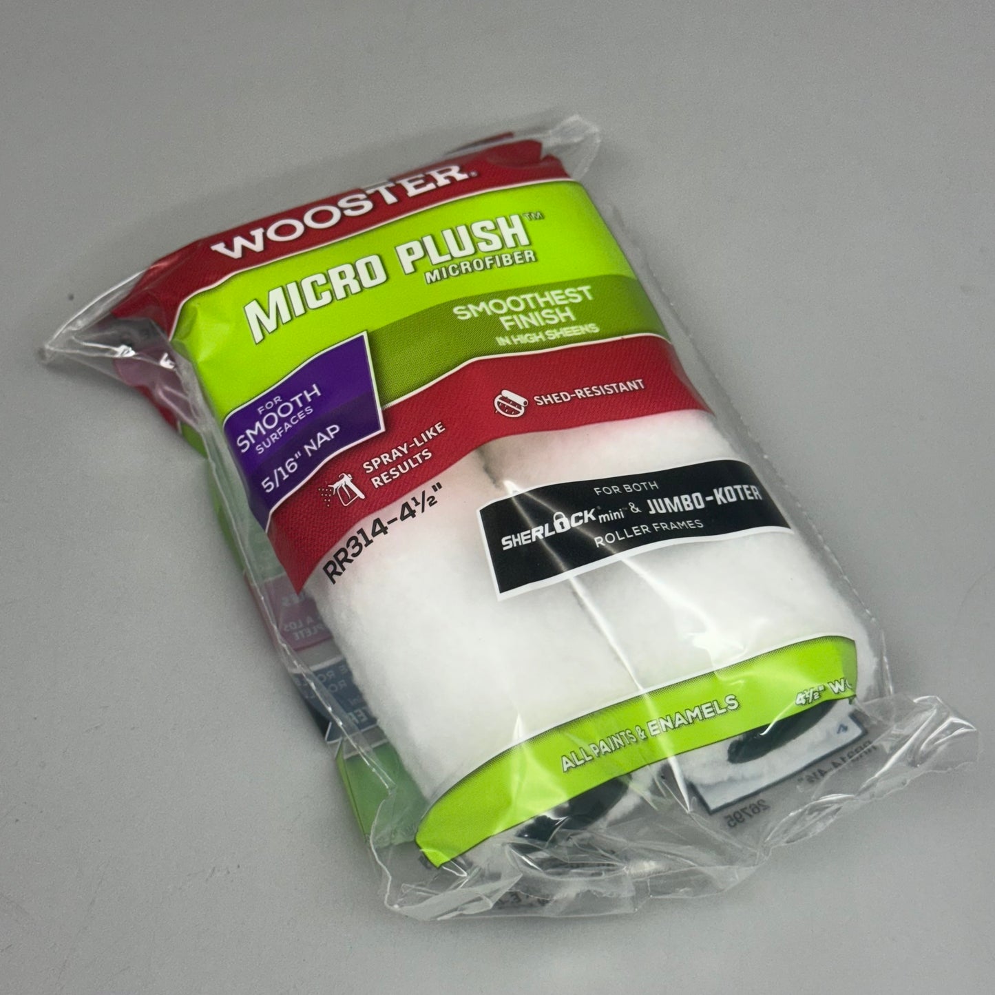 WOOSTER (4 PACK) 2 Micro Plush Microfiber Paint Rollers 4.5"x.5” White