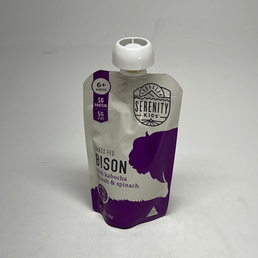 SERENITY (6 PACK) Grass Fed Bison W/ Kabocha Squash & Spinach Pouches BB 10/27