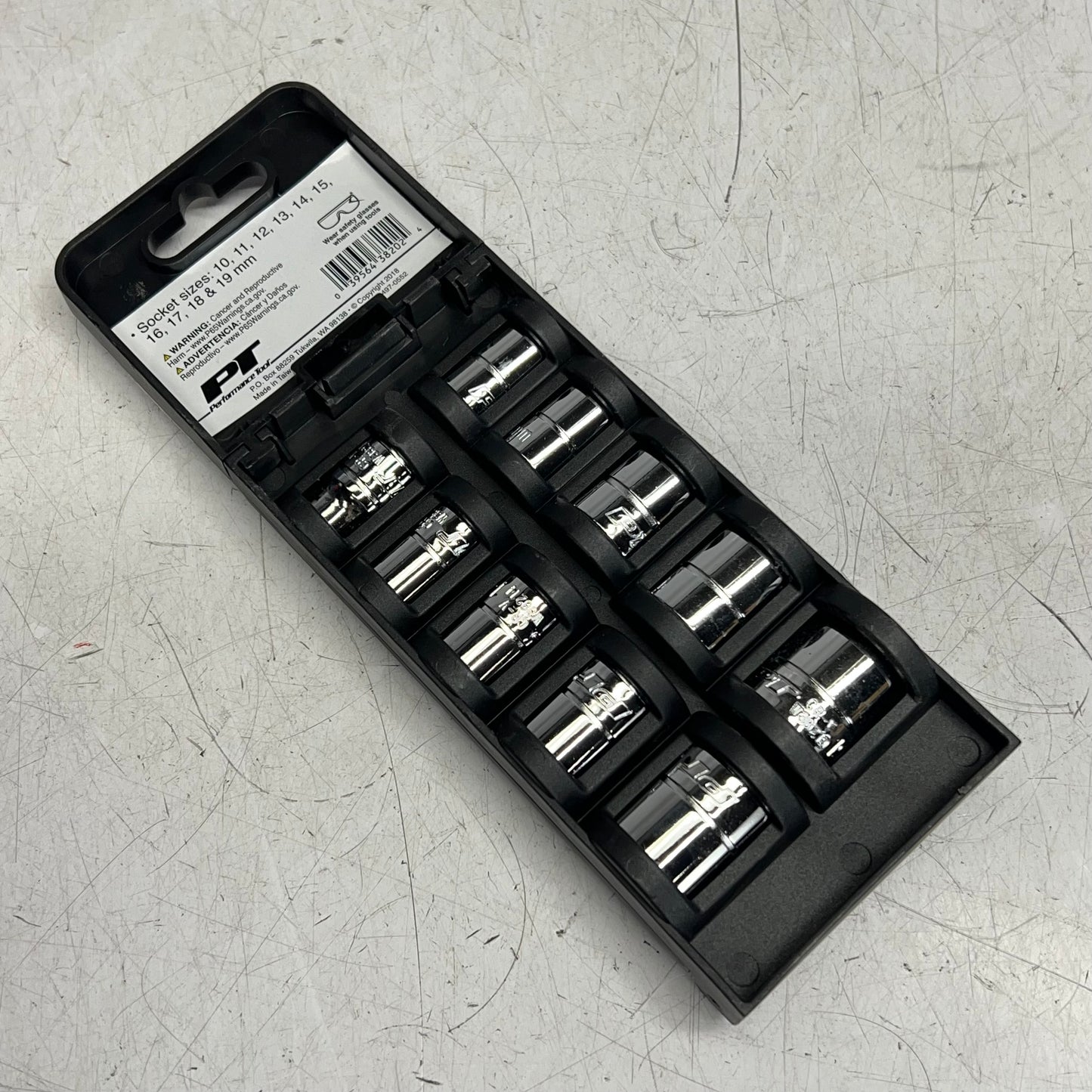 PERFORMANCE TOOL (10 PIECE SET) Metric Socket Set  3/8" 10-19 mm Chrome W38202