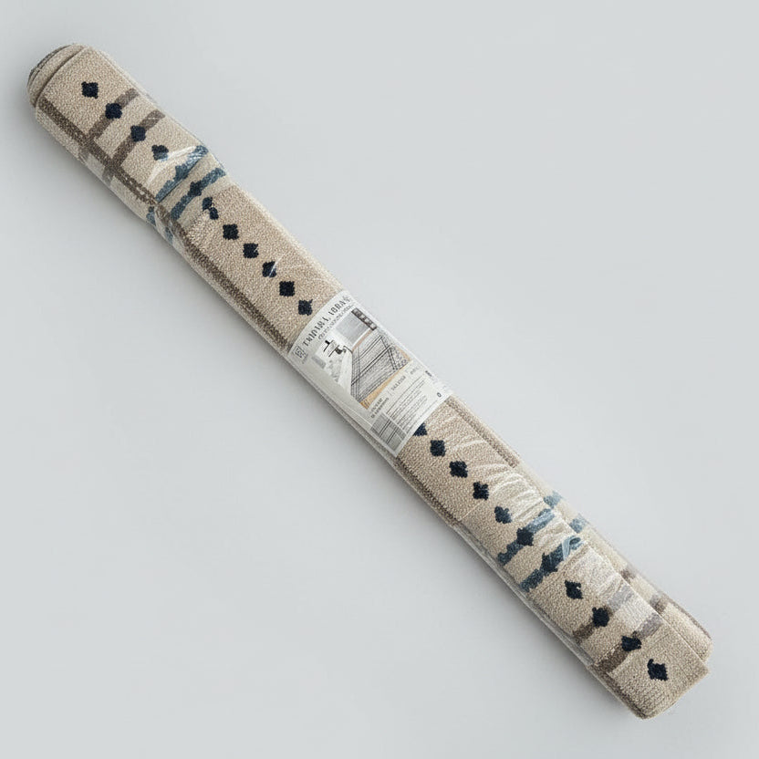 ZA@ TAHARA Large Thick Area Rug Canvas Bottom 7ft x 10ft Linen/Tan (Used) A