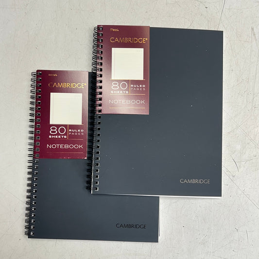 ZA@ MEAD (2 PACK, 80 SHEETS EACH) Wirebound Cambridge Notebook Ruled Pages Dark Grey 06672