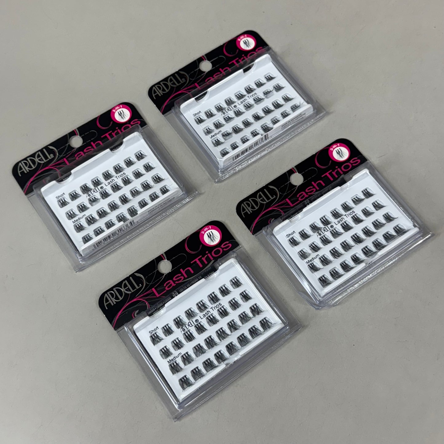 ARDELL (4 PACK, 32 LASHES EACH) Lash Trios 16 Short & 16 Medium Lengths 61636
