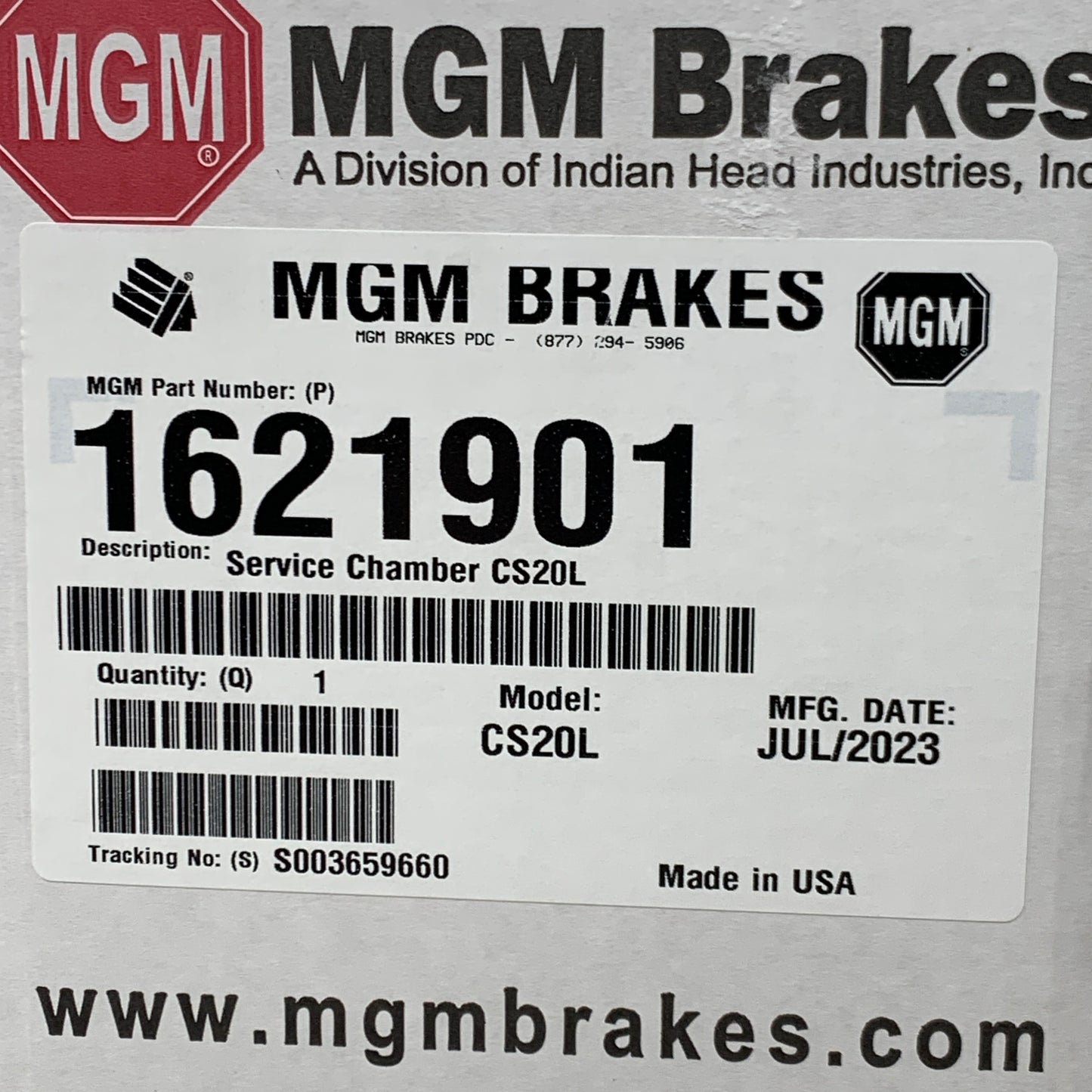 MGM BRAKES S-Cam Brakes (Drum) Long Stroke-Service Chambers Aftermarket 1621901