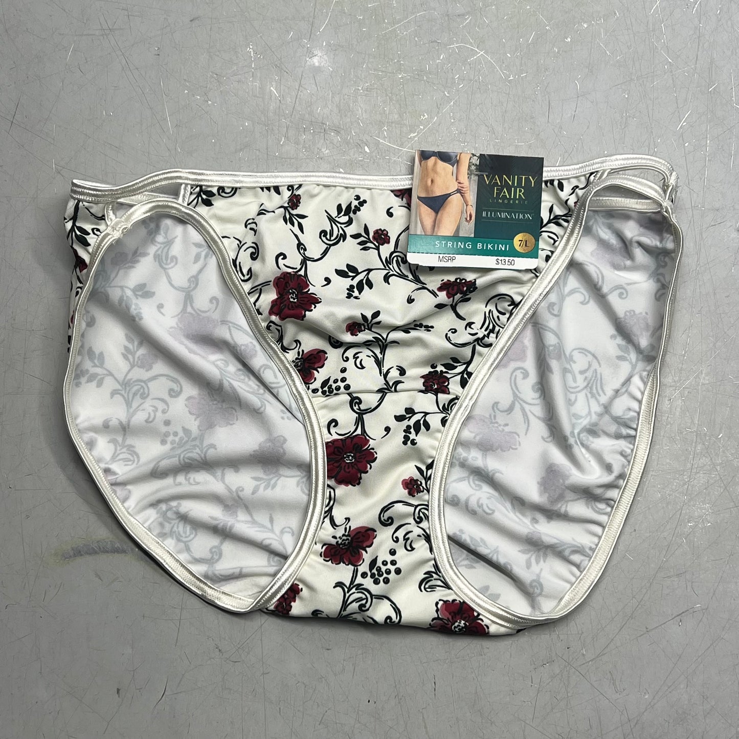 ZA@ VANITY FAIR Lot Of String Bikini Underwear Silk Soft Floral Pattern Women's Variety of Sizes Pink/White/Red/Green