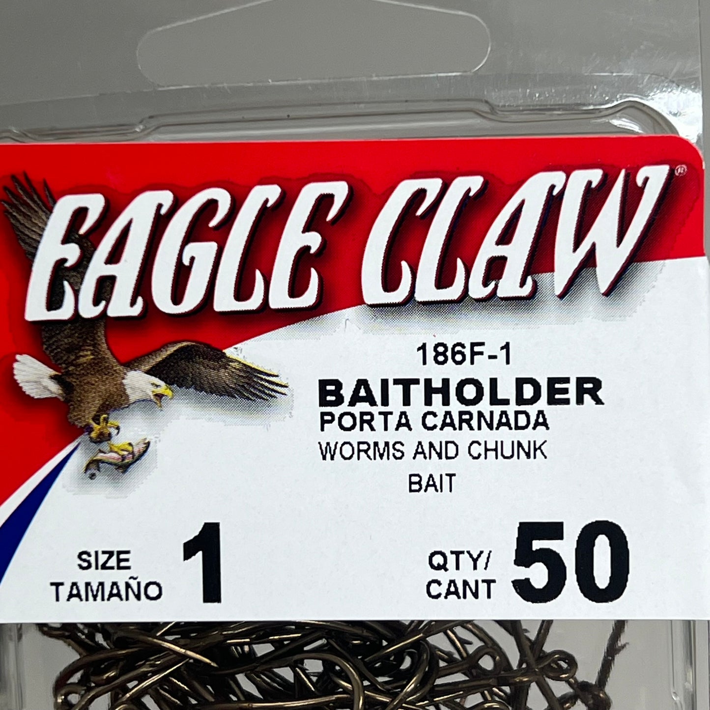 EAGLE CLAW Ultra Sharp Bait Holder for Worms & Chunk Bait Bronze #1 50pc 186F-1