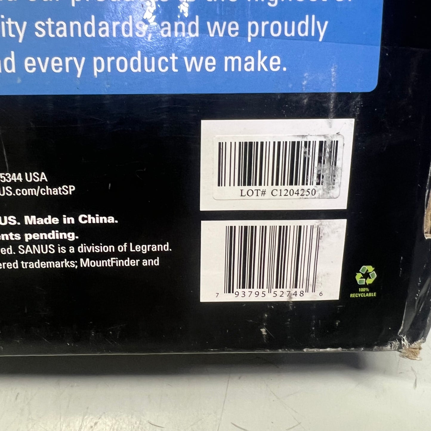 SANUS Ultra Slim Tilting Flat TV Mount 40"-85" 125 Load Capacity Black VLT16-B1