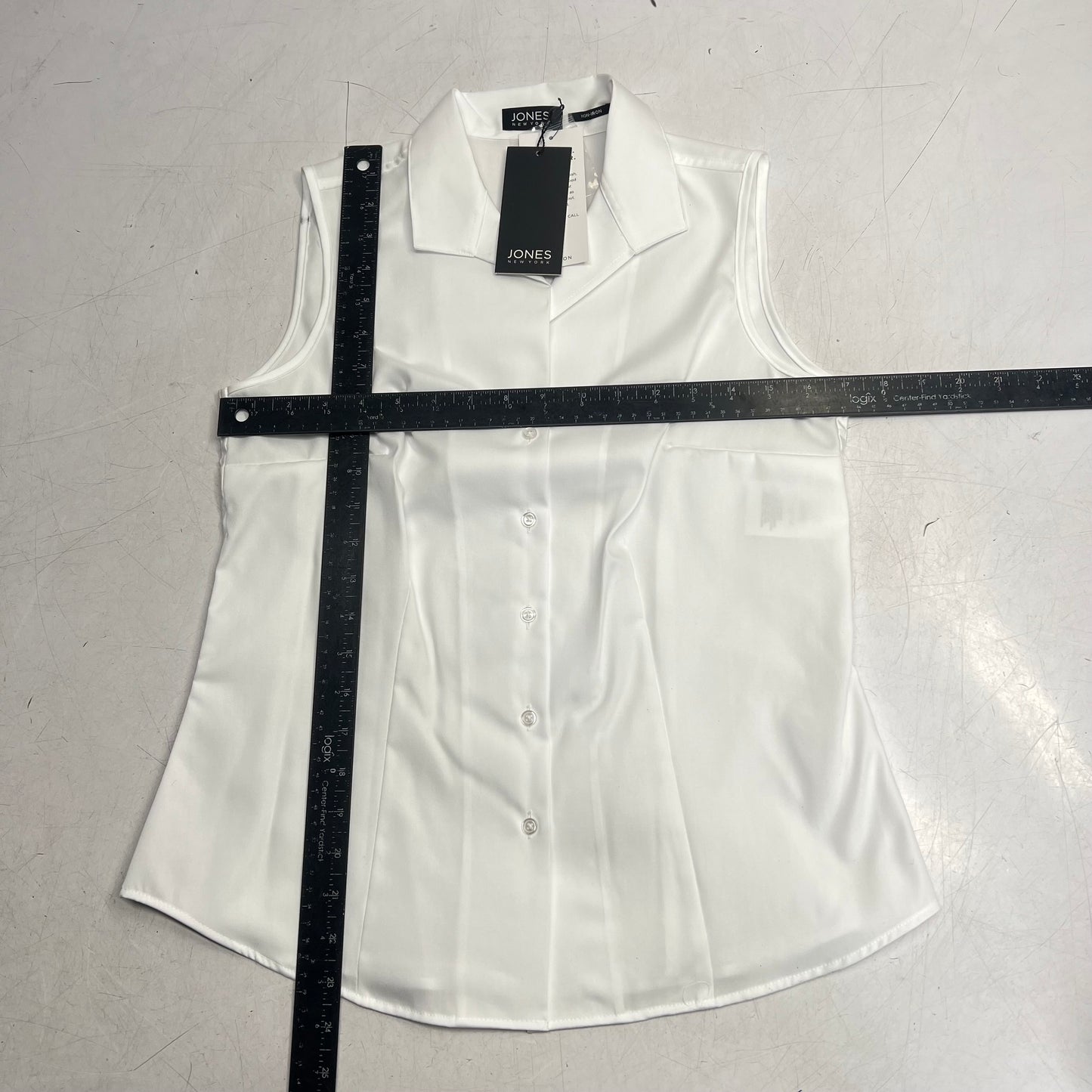 JONES New York Sleeveless Button Front Collared Blouse Women's Sz XS White 54050