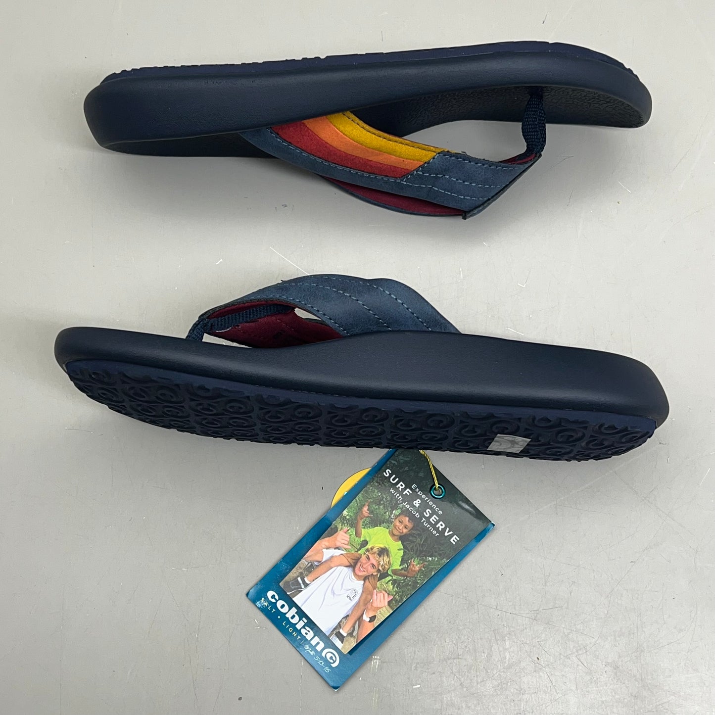 COBIAN Kandui Synthetic Leather Strap Sandals Men's Sz 13, EU 46 Navy KAN25-410-13