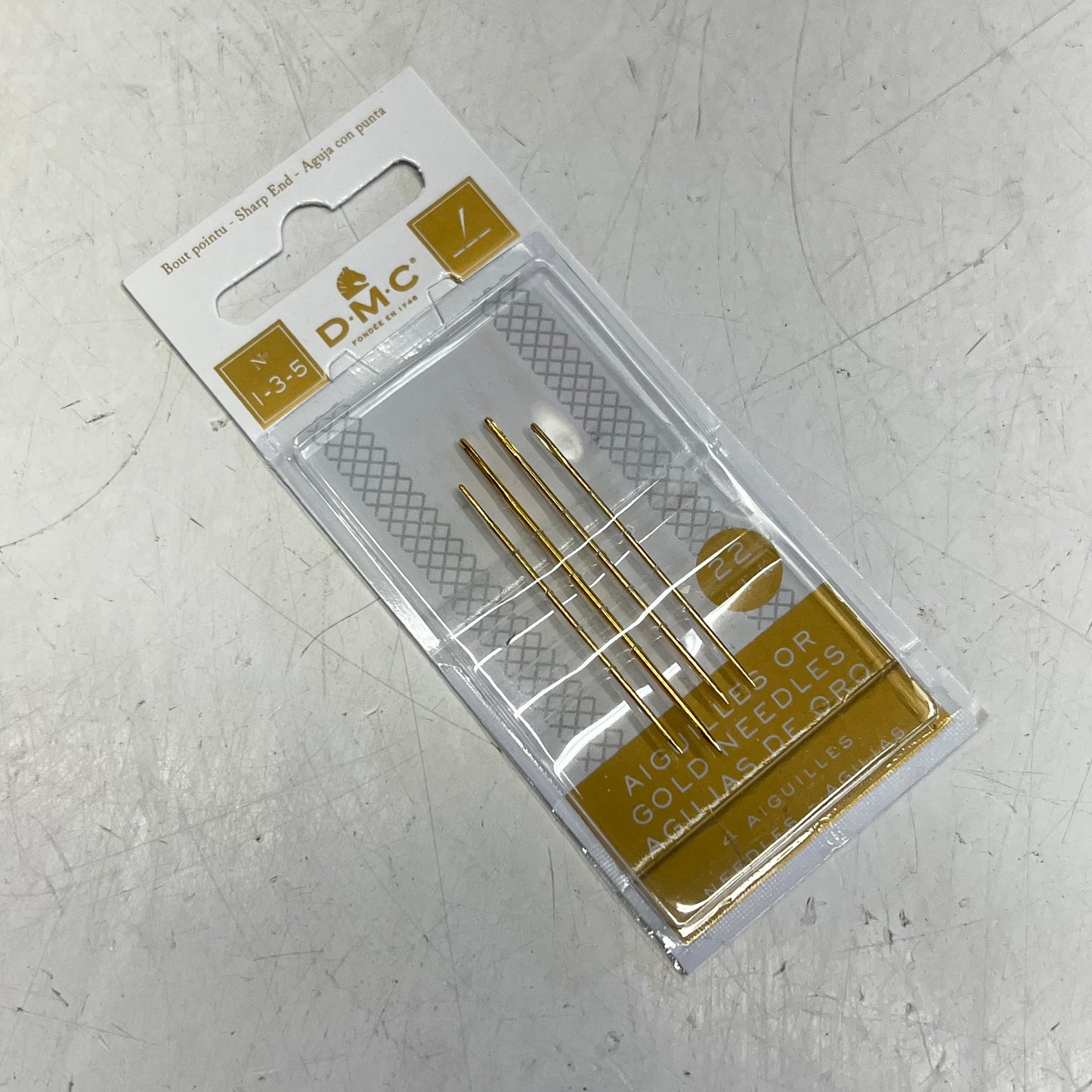 DMC (6 PACK, 4 EACH) Embroidery Needles  1,3 & 5 Gold Plated  6132/6