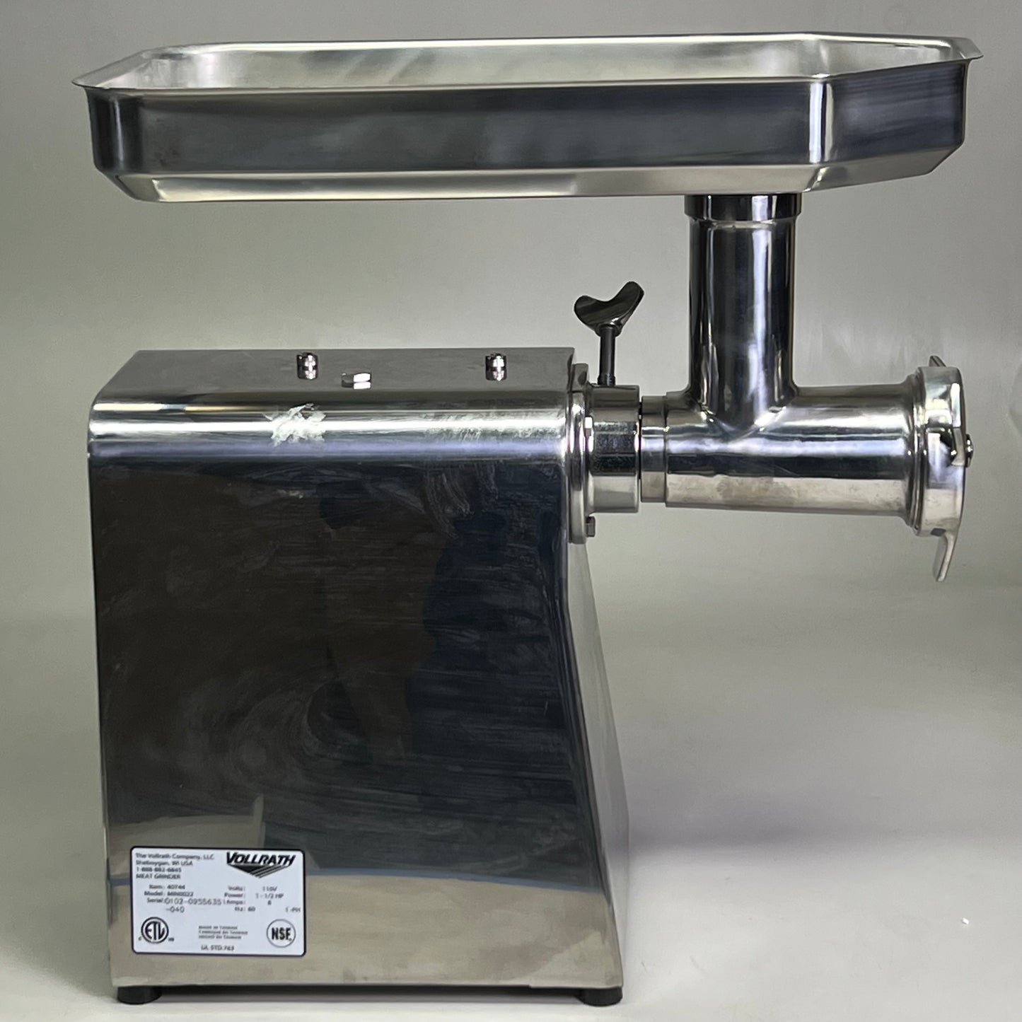 VOLLRATH Electric Meat Grinder 1 1/2 HP Sz 21.5” H X 12” L X 10” W MIN0022