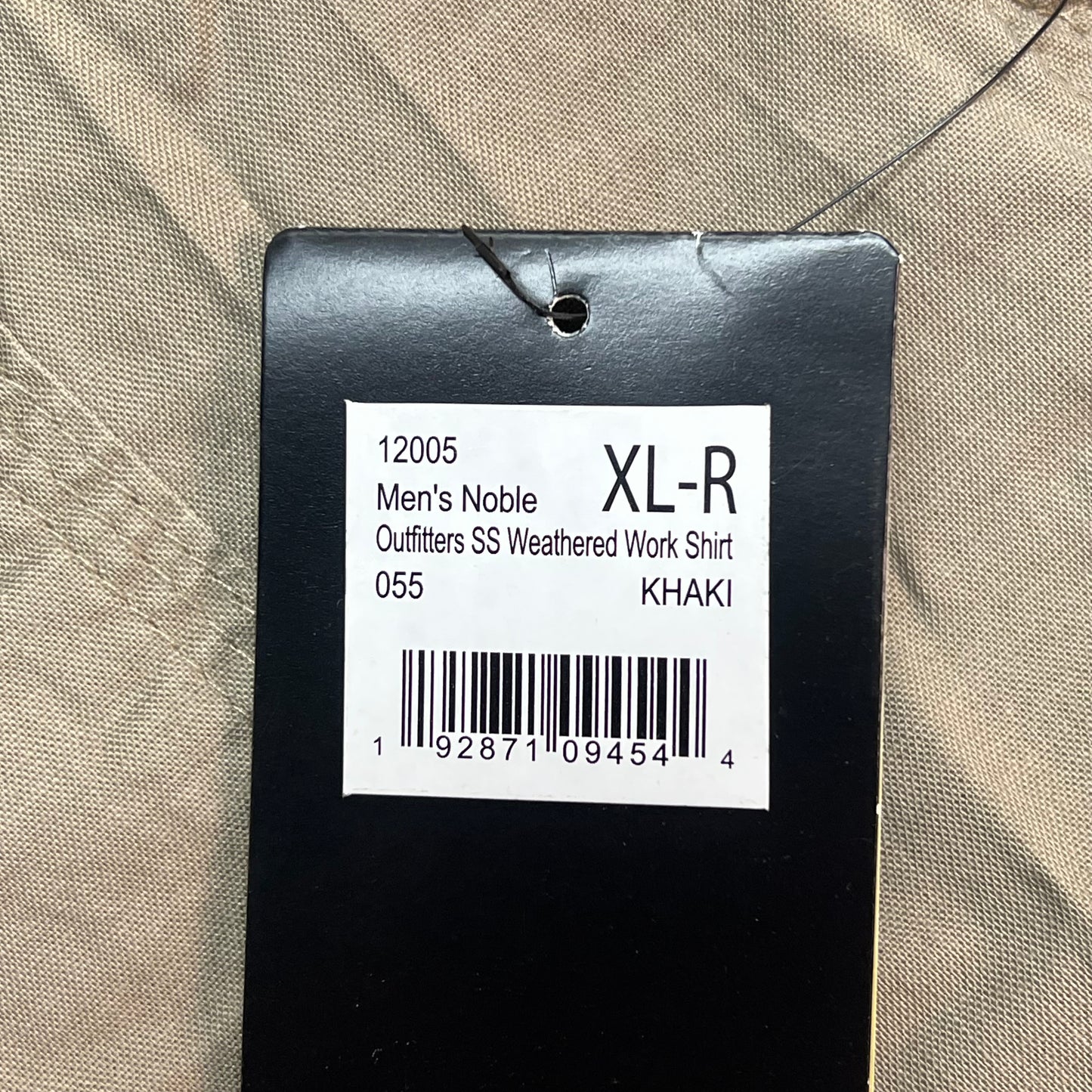 NOBLE OUTFITTERS Short Sleeve Weathered Work Shirt Men's Sz XL-R Khaki 12005