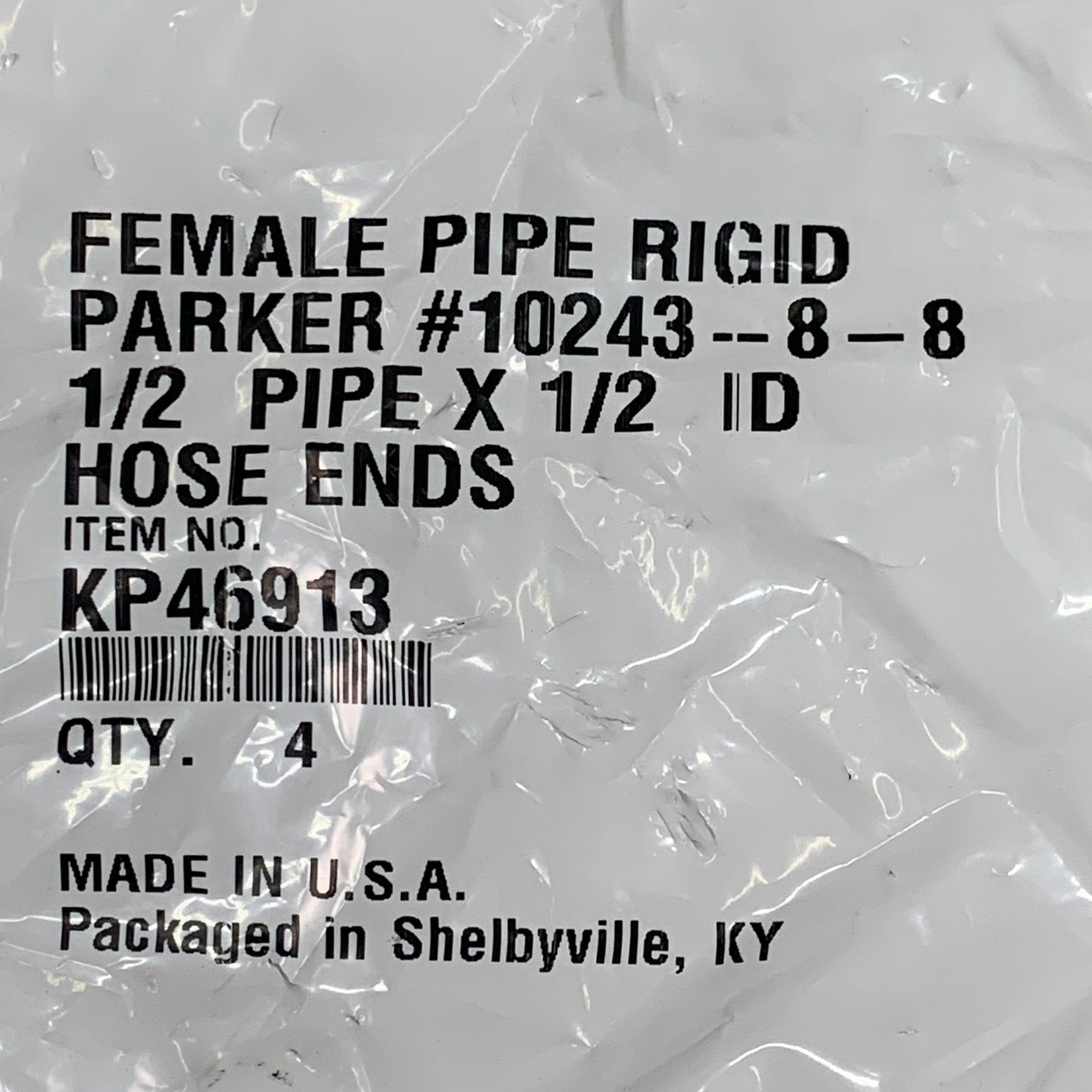 PARKER (4 PACK) Hydraulic Hose Female Pipe Rigid Hose Ends 1/2" x 1/2" Steel KP46913