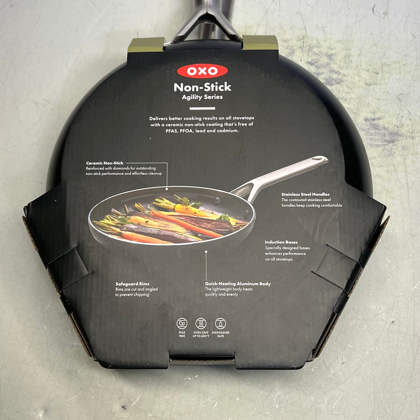 OXO (SET OF 2) Agility Series Ceramic Non-Stick Frying Pans 9.5" & 11" Black