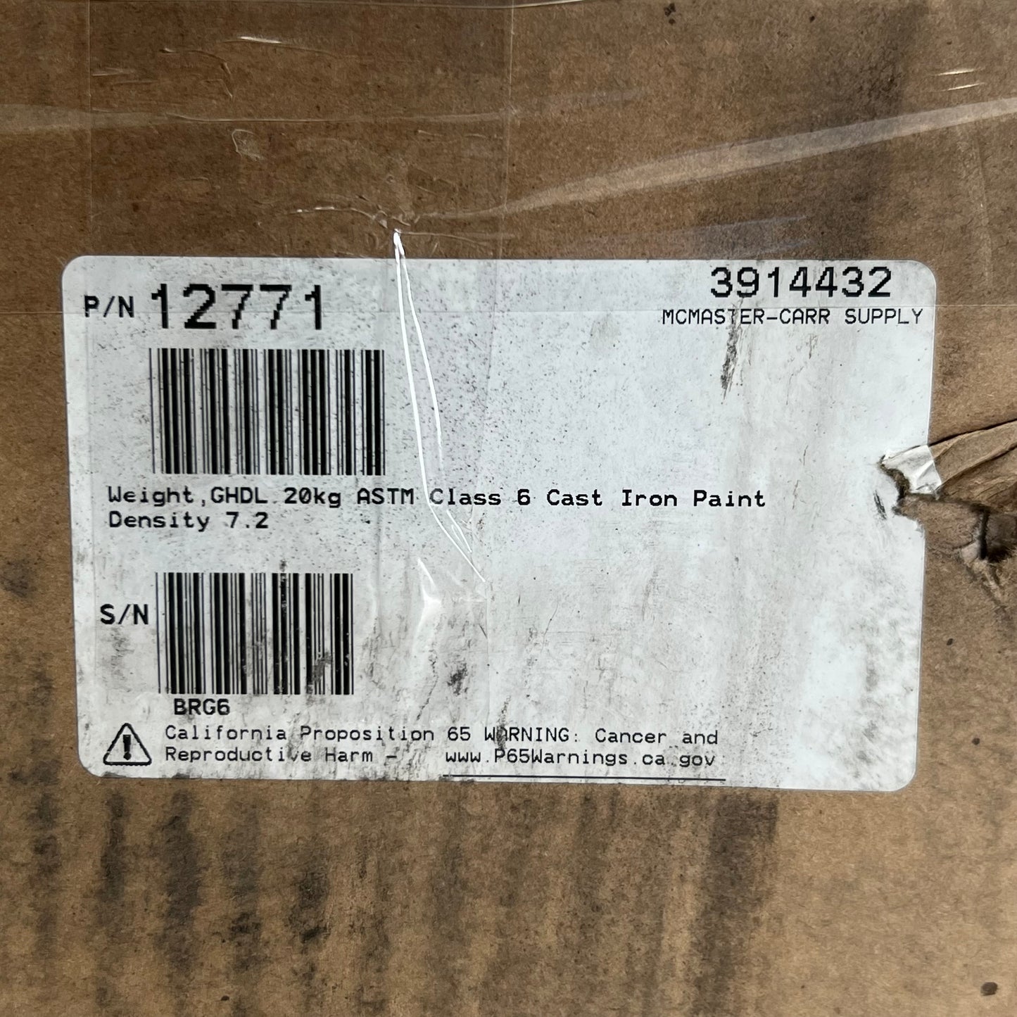 RICE LAKE Calibration Weight 20 Kg. Painted Density 7.2 Golden 12771