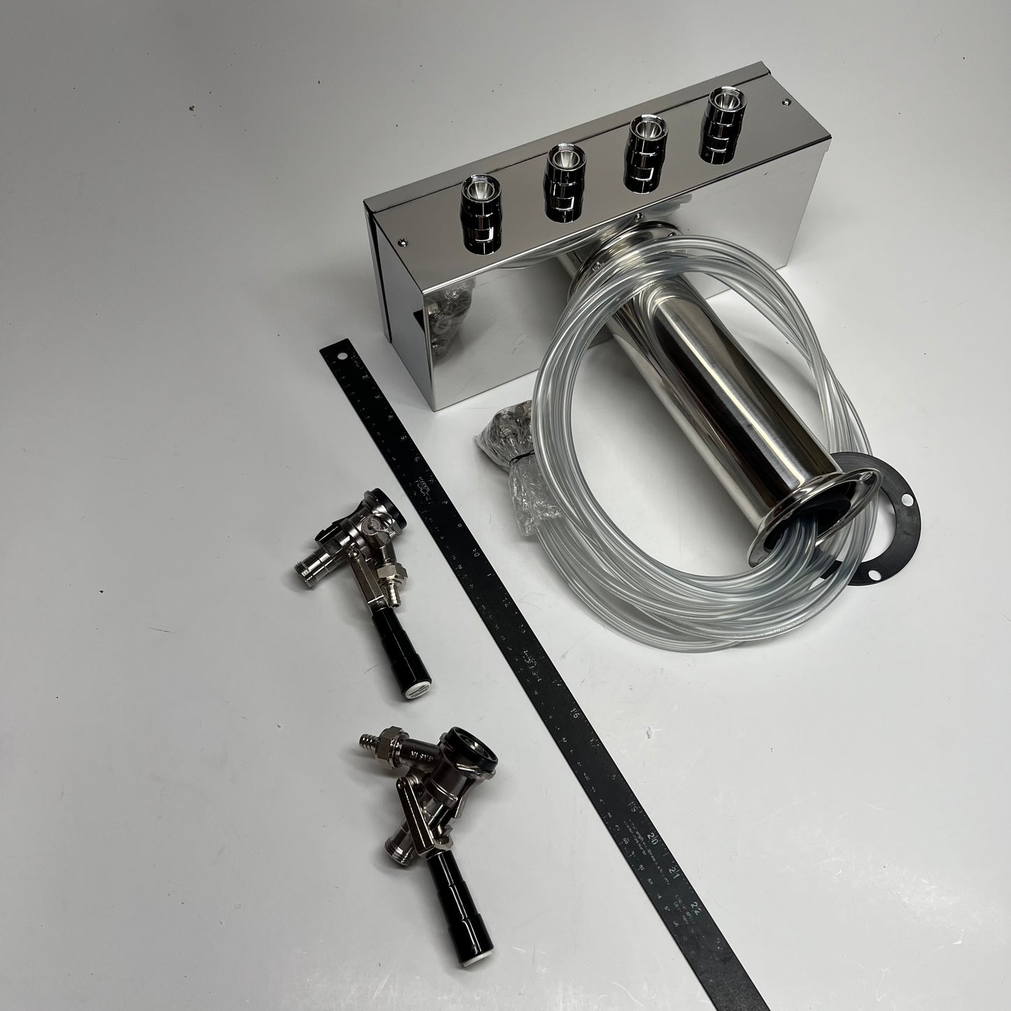 TALOS "T" Tower Beer Dispenser 4-Tap - 3" Column Chrome Plated Brass 178