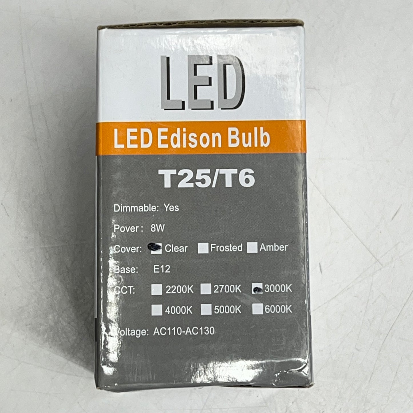 LEOOLS (6 PACK) Dimmable Led Edison Candelabra Bulb E12 3000K Clear/Soft White