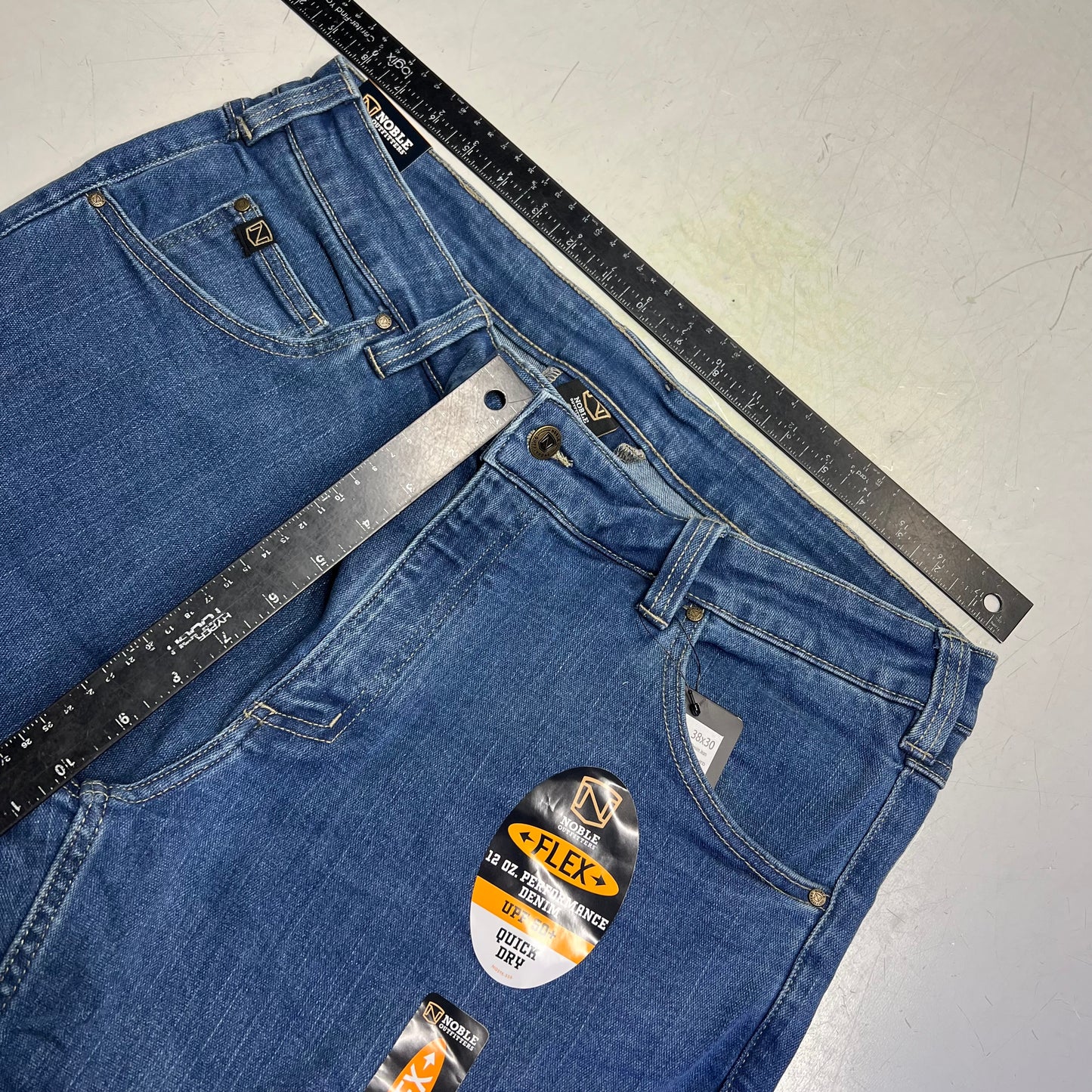 NOBLE OUTFITTERS Flex Denim 5-Pocket Work Pant Men's Sz 38x30 Stonewash 18458