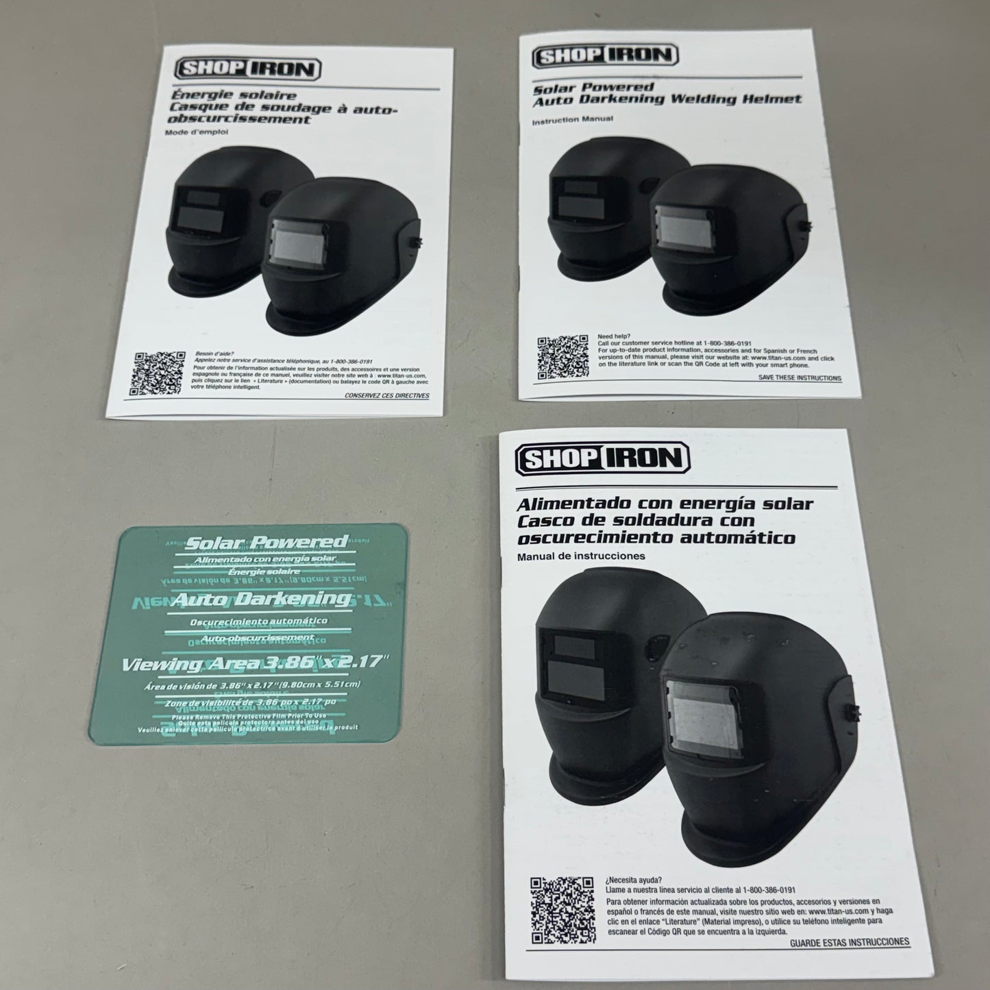 TITAN ShopIron Auto Darkening Welding Helmet 3.86x2.17" View Grey Skeleton 41279