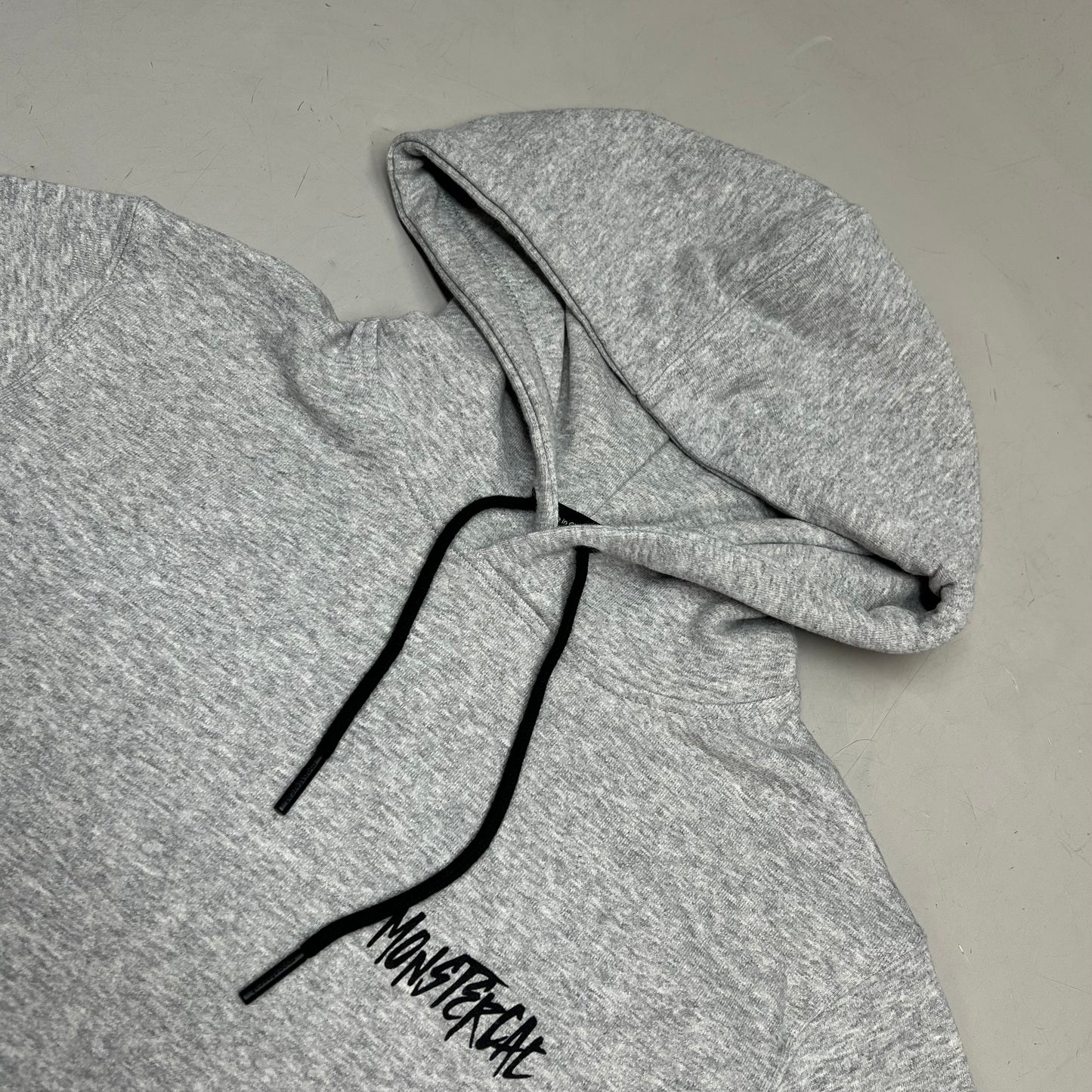 MONSTERCAT Records Hooded Pullover Sweatshirt  Men's Sz XS Heather Grey / Black