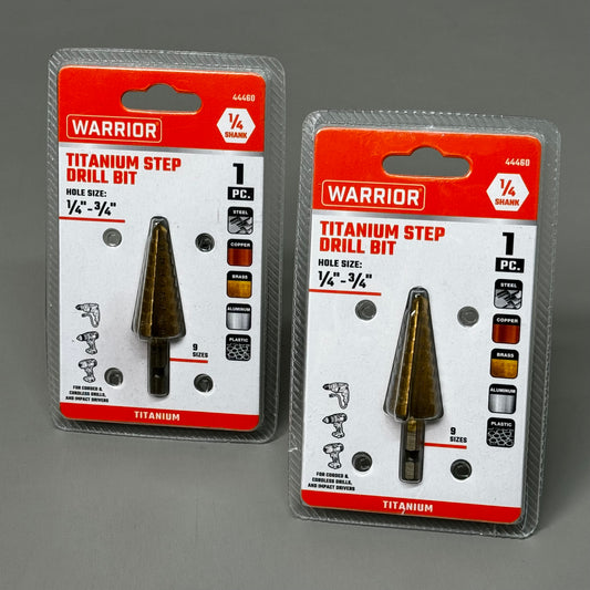 WARRIOR (2 PK!) Titanium Step Drill Bit 1PC 1/4" -3/4" 44460