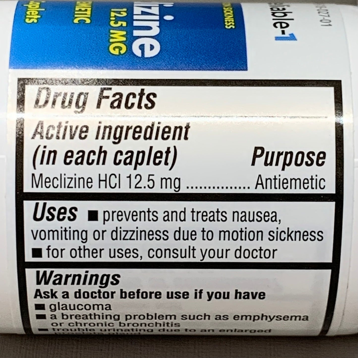ZA@ RELIABLE 1 (3 PACK!) Meclizine HCI 12.5 MG 100 Caplets 23E178 BB-05/2025 E