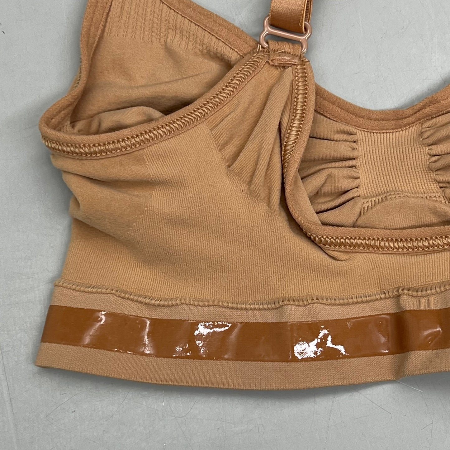 SKIMS Strong Support Seamless Bralette Pique Stitching Women's Sz S Bronze