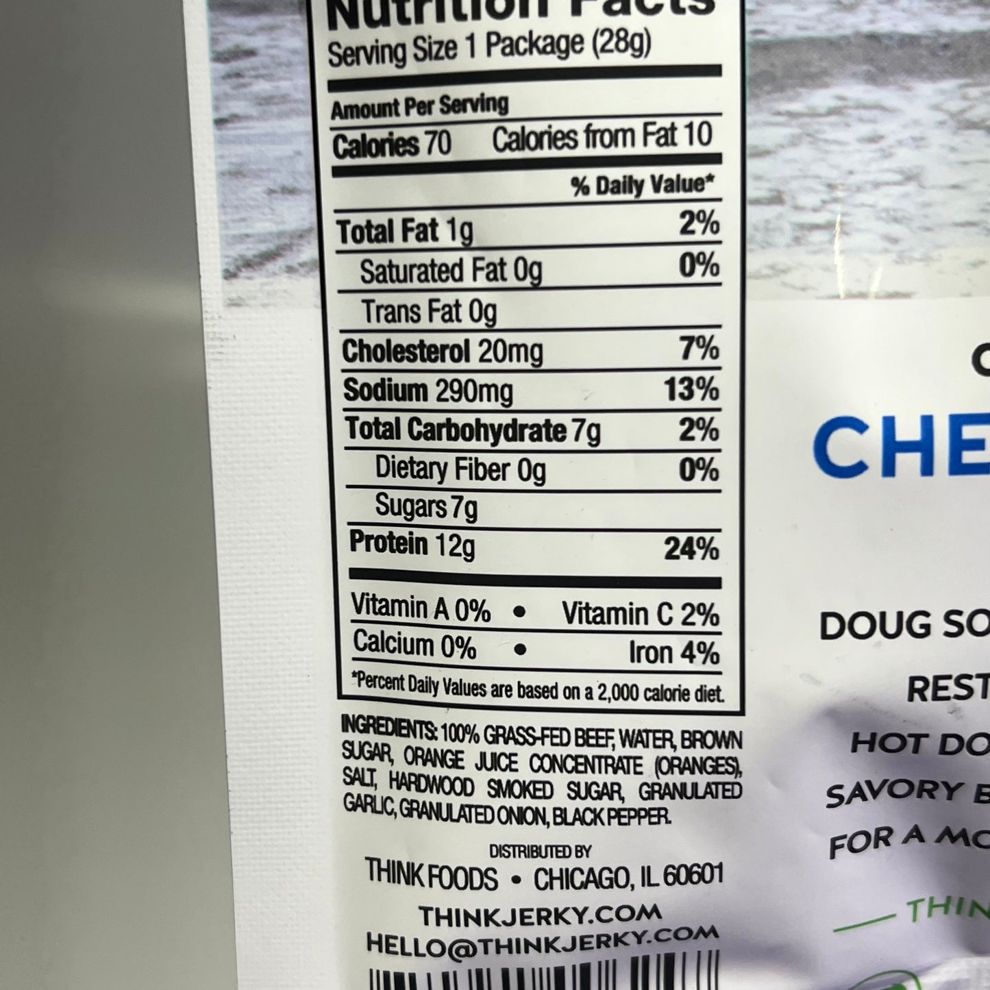 THINK (10 PACK) Gluten Free Grass Fed Classic Flavor Beef Jerky 1 Oz BB 11/26